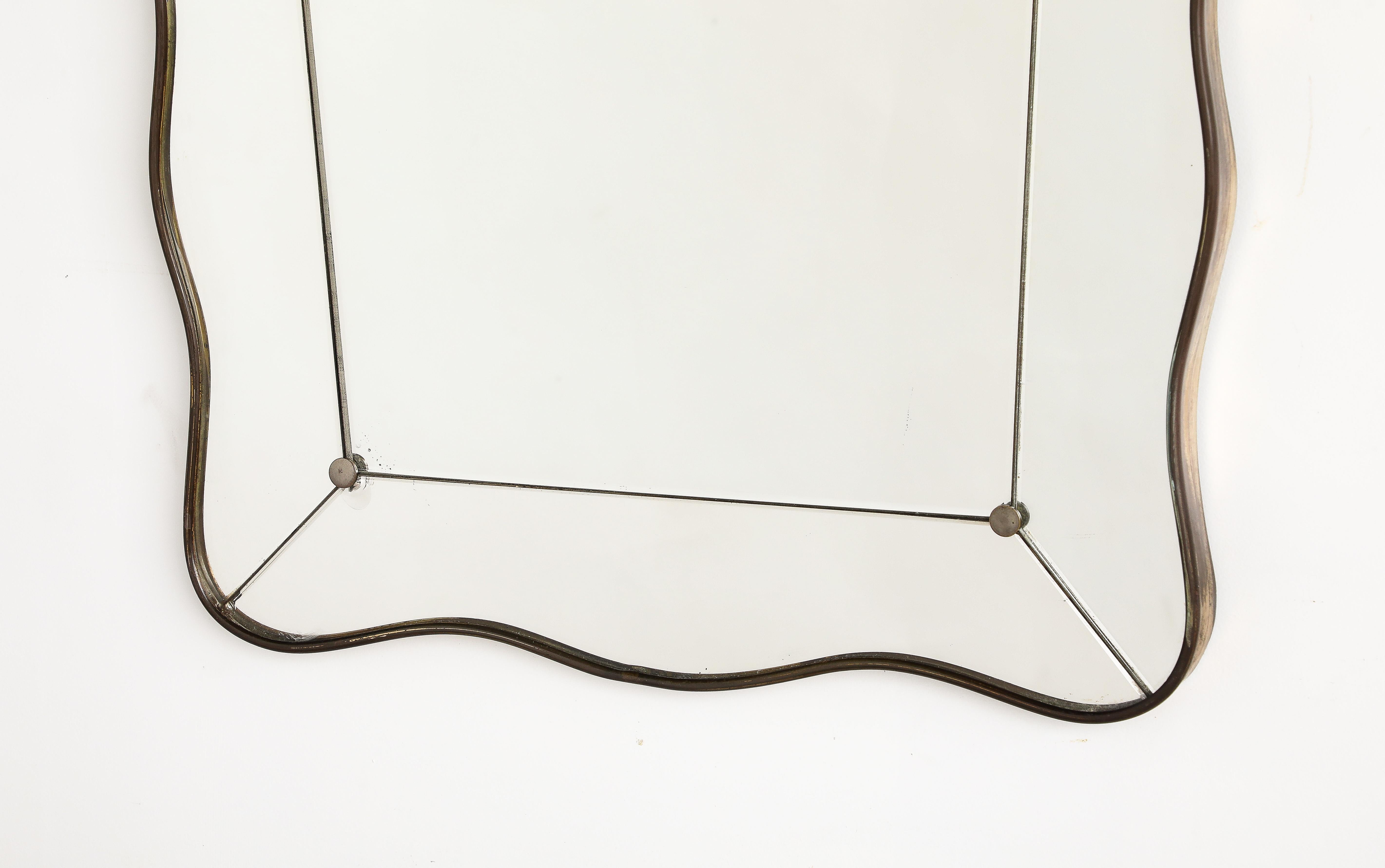 Luigi Fontana Brass Shaped Wall Mirror, circa 1940 7