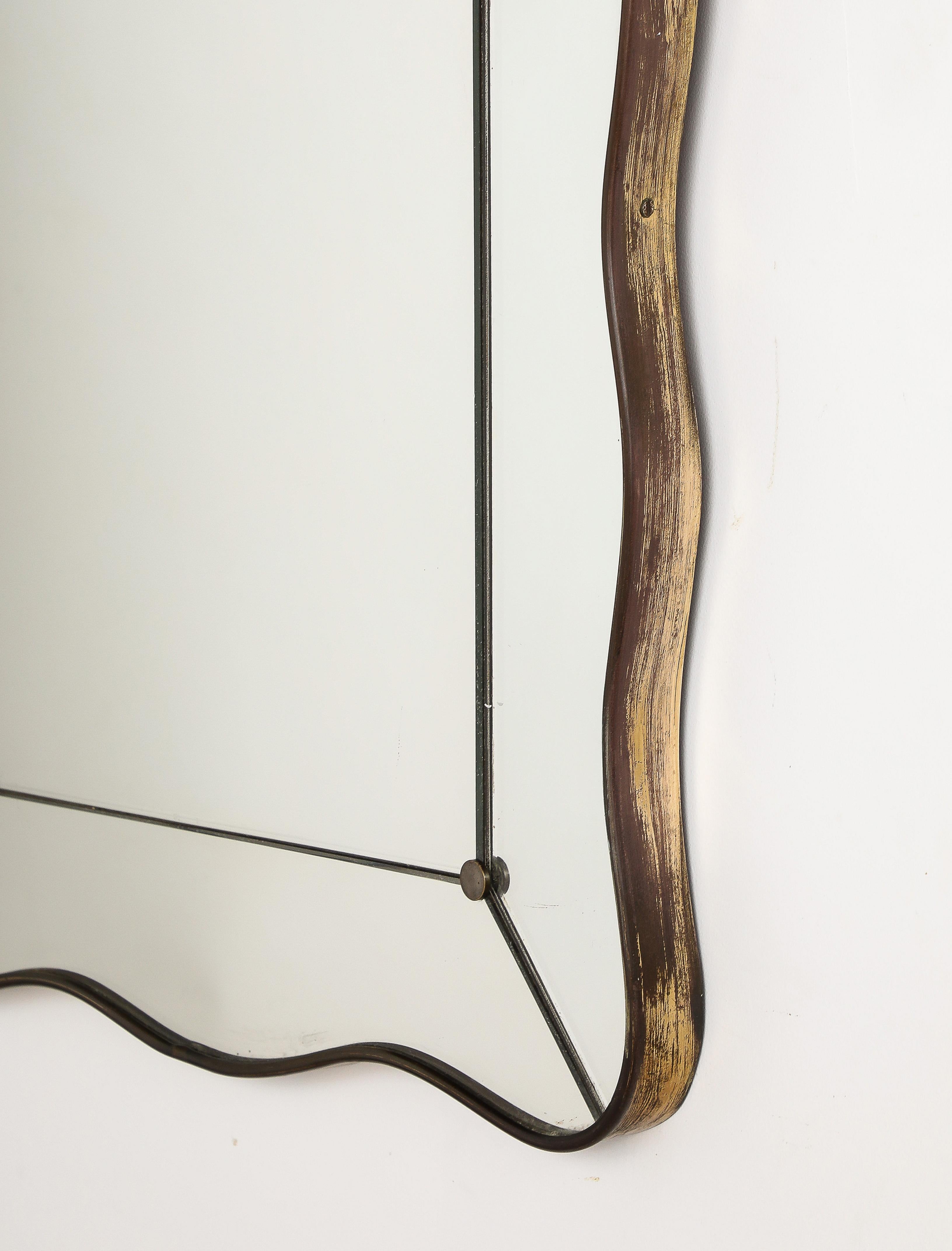 Luigi Fontana Brass Shaped Wall Mirror, circa 1940 In Good Condition For Sale In New York, NY