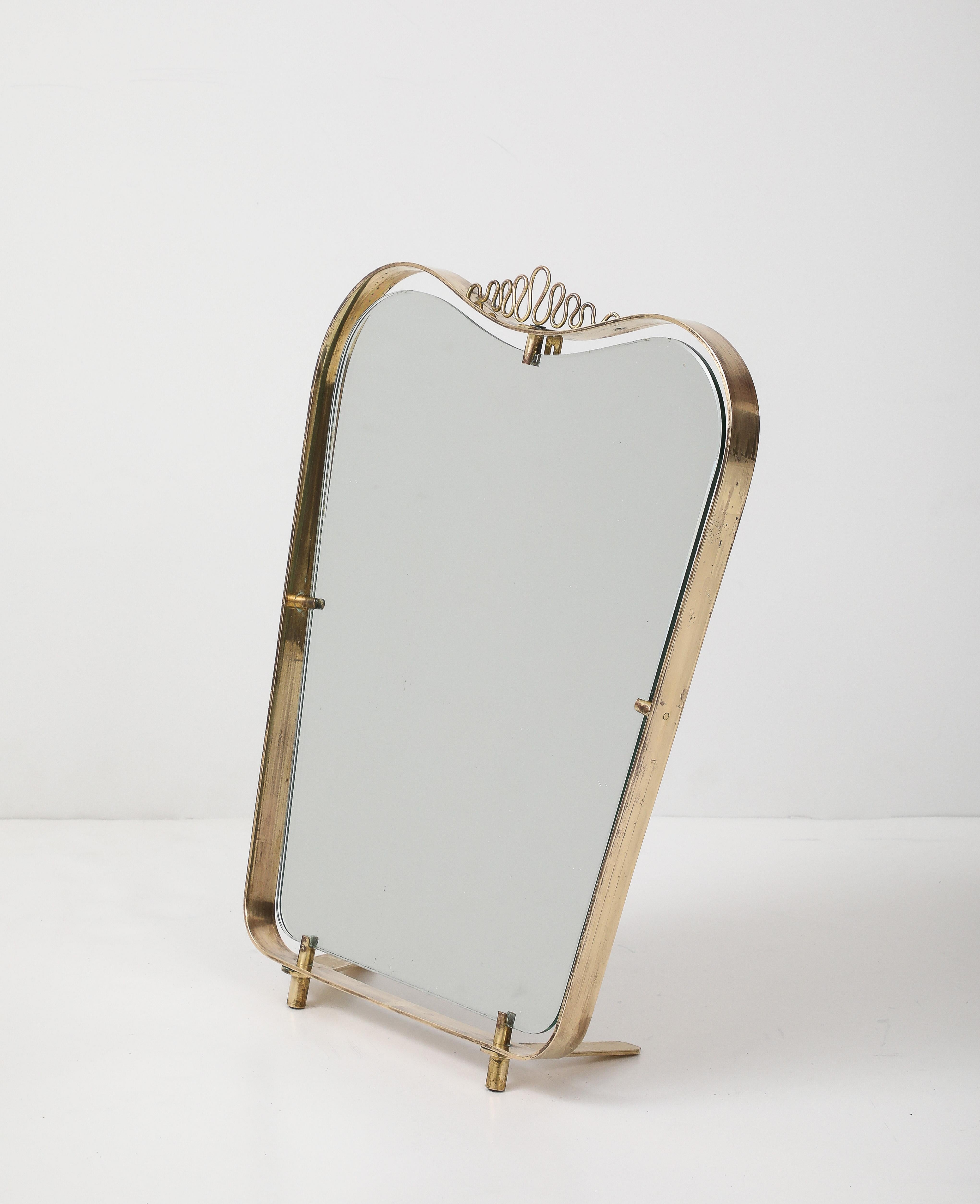 Miroir de toilette en laiton de Luigi Fontana, Fontana Arte, vers 1940 en vente 3