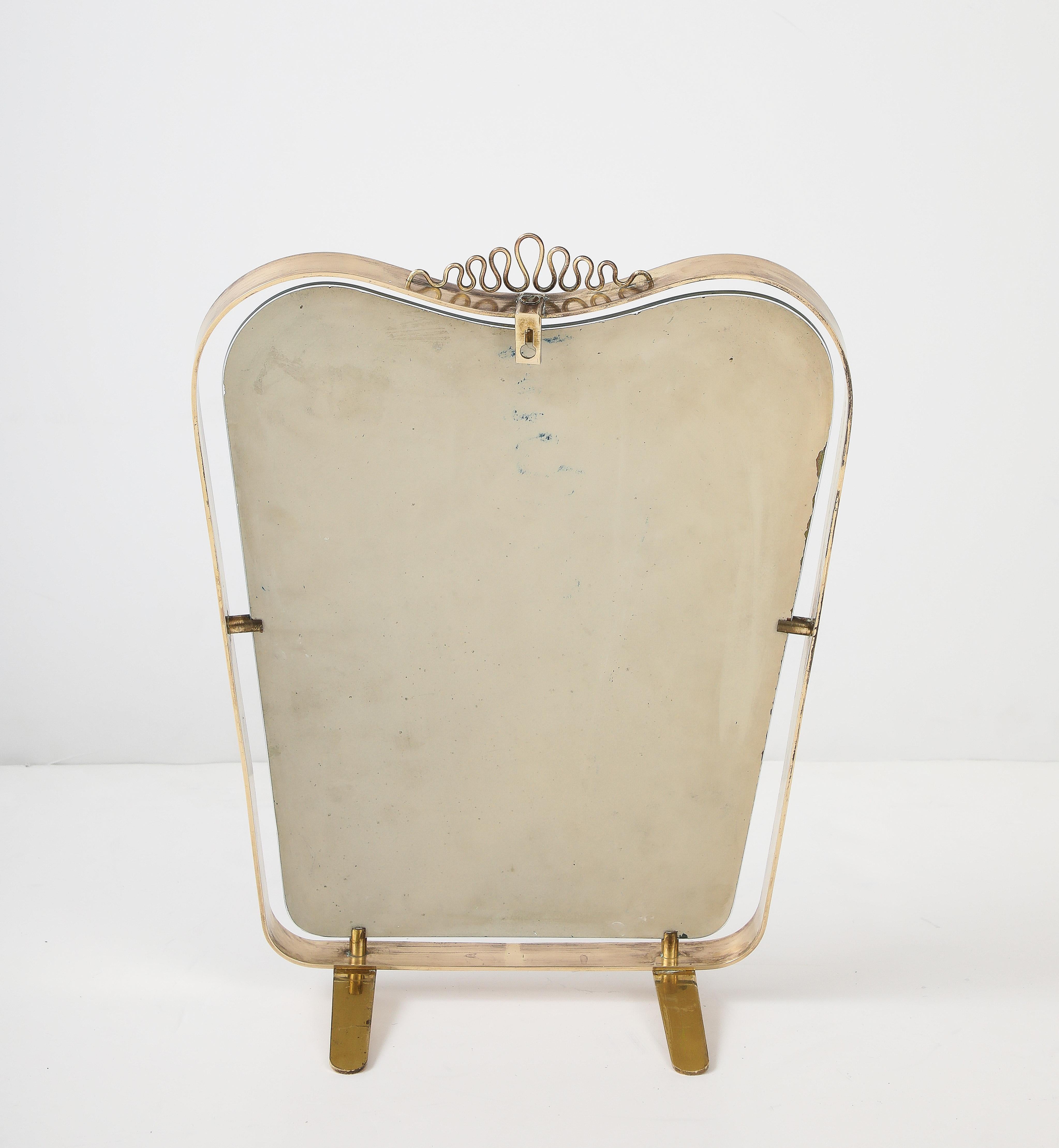 Miroir de toilette en laiton de Luigi Fontana, Fontana Arte, vers 1940 en vente 5