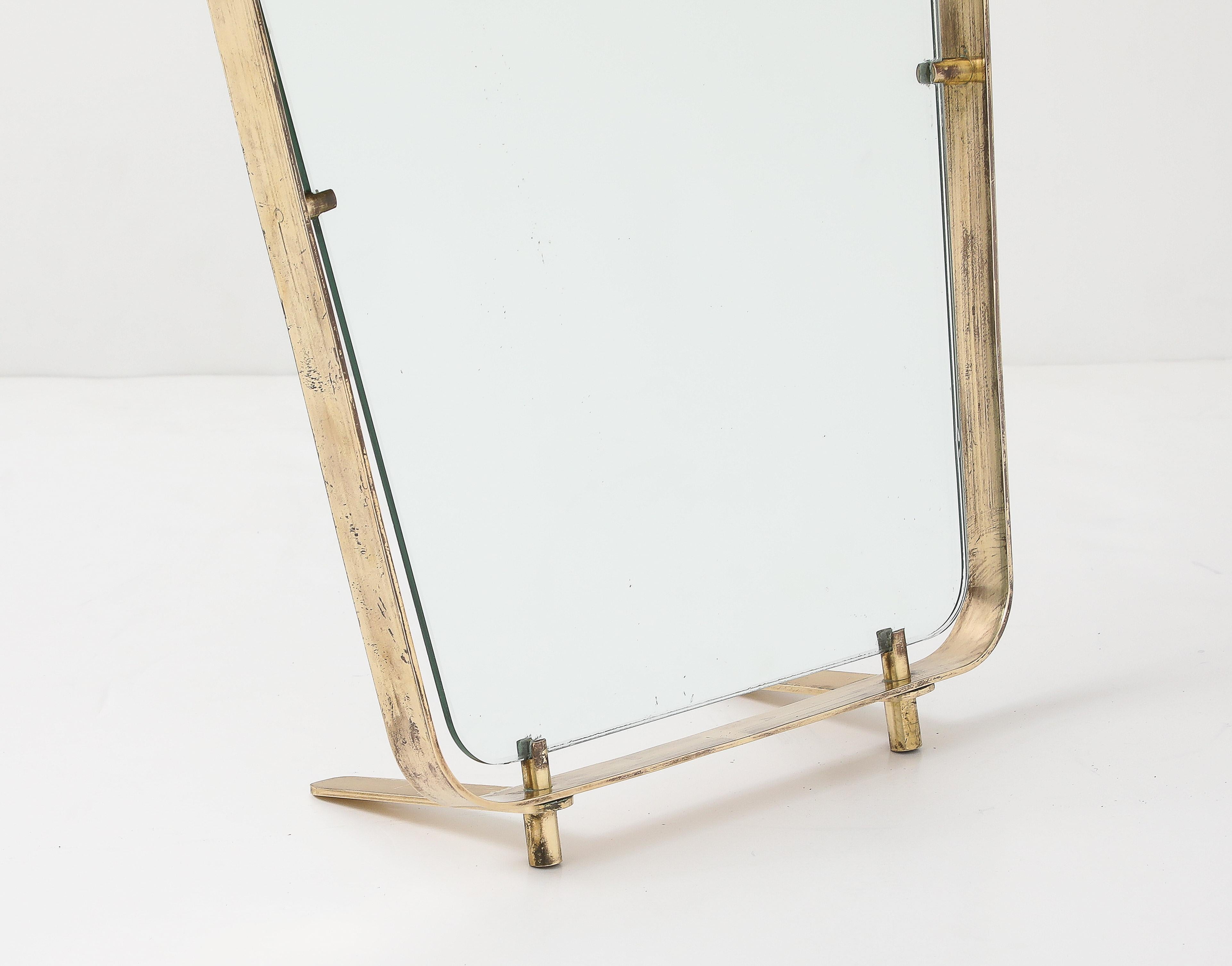 Miroir de toilette en laiton de Luigi Fontana, Fontana Arte, vers 1940 en vente 7