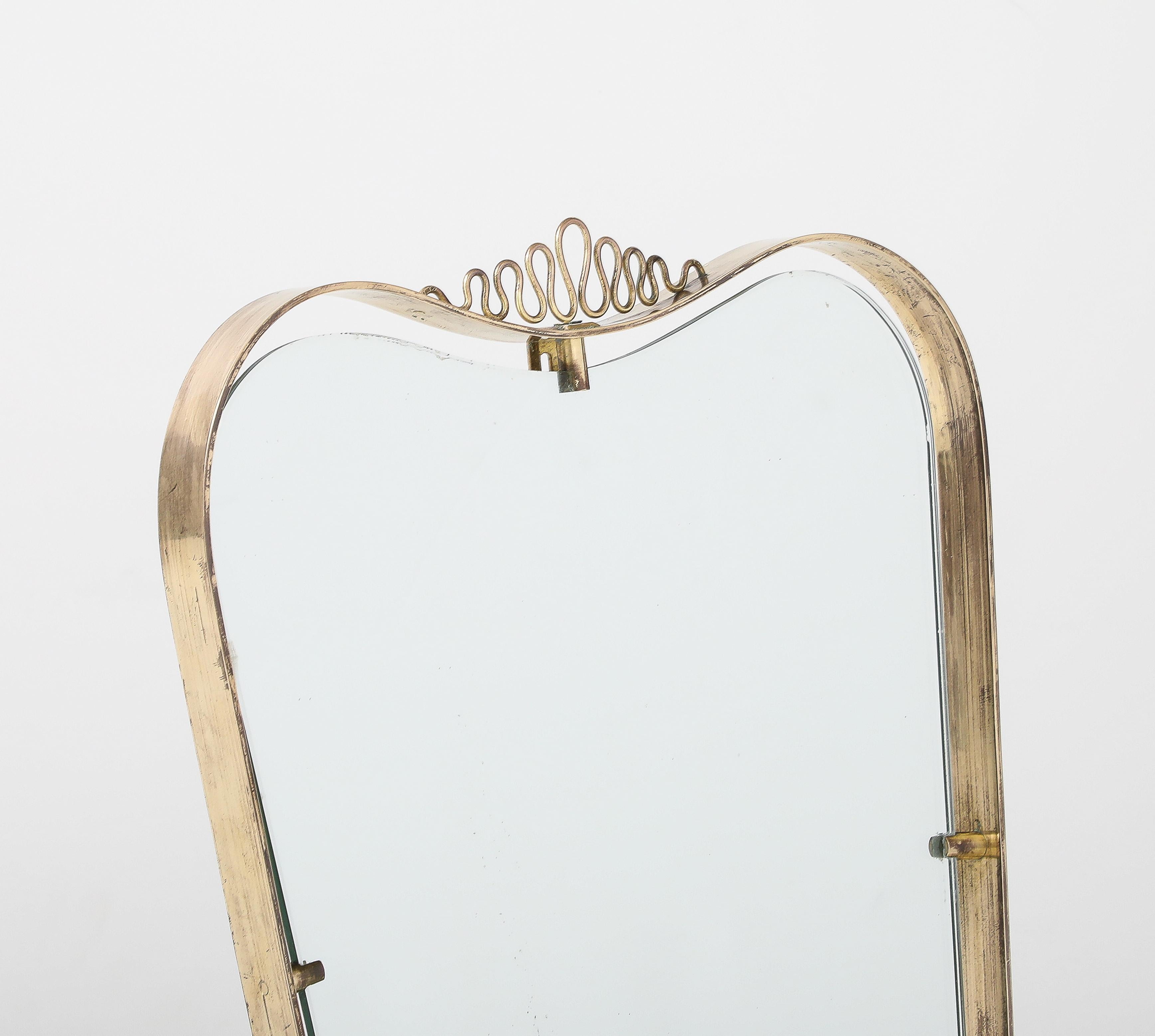 Miroir de toilette en laiton de Luigi Fontana, Fontana Arte, vers 1940 en vente 8