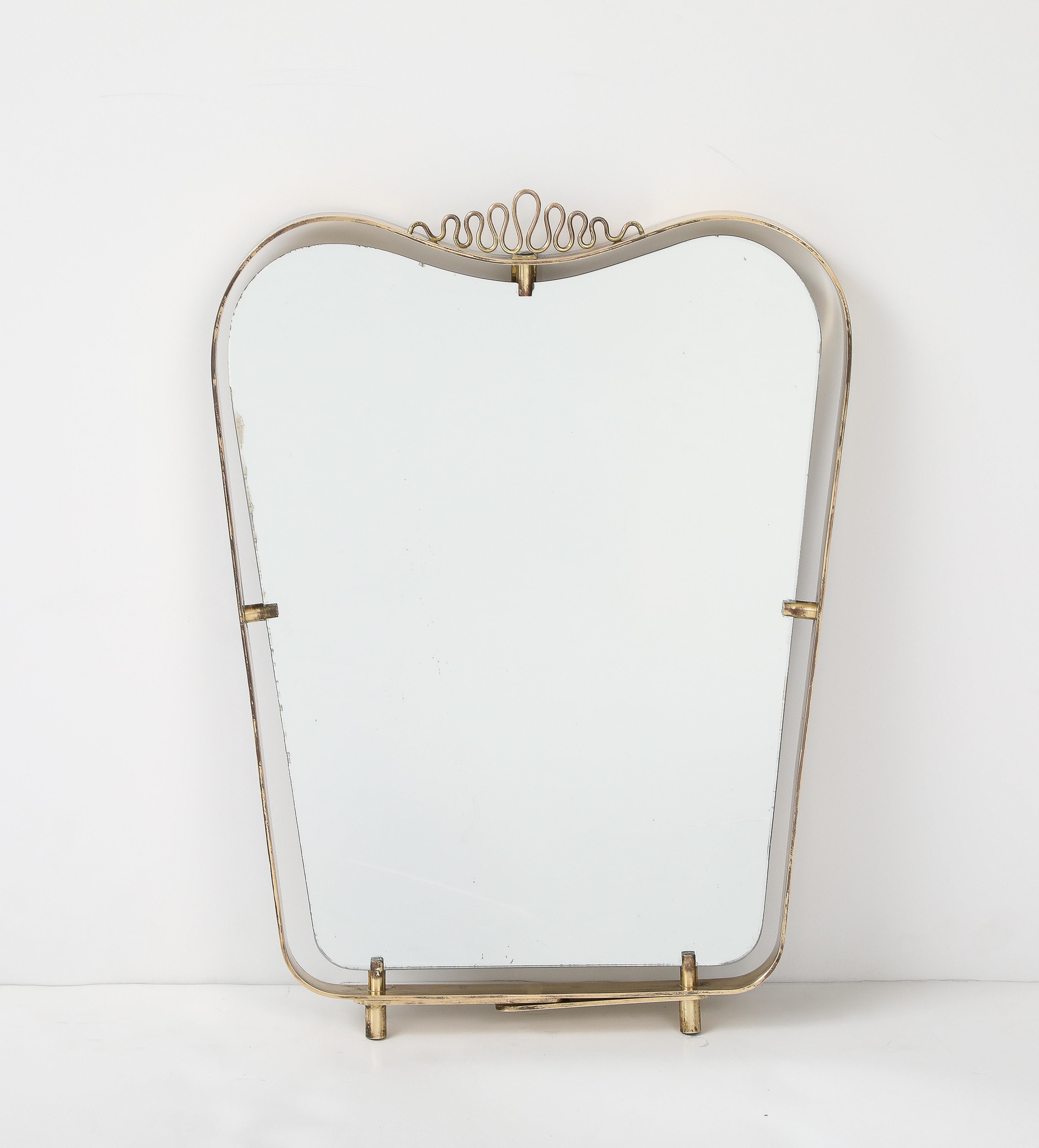 Miroir de toilette en laiton de Luigi Fontana, Fontana Arte, vers 1940 en vente 9