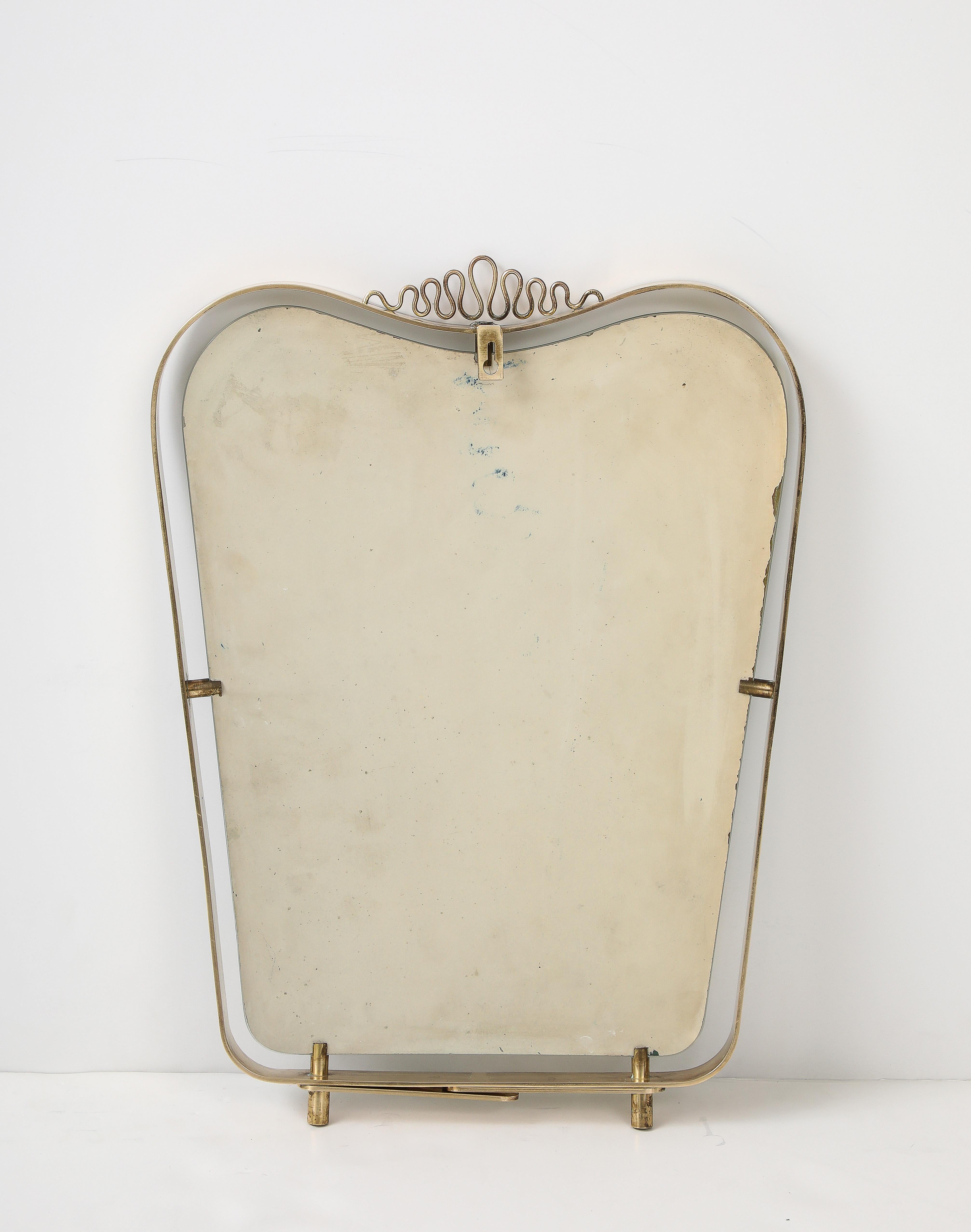 Miroir de toilette en laiton de Luigi Fontana, Fontana Arte, vers 1940 en vente 10