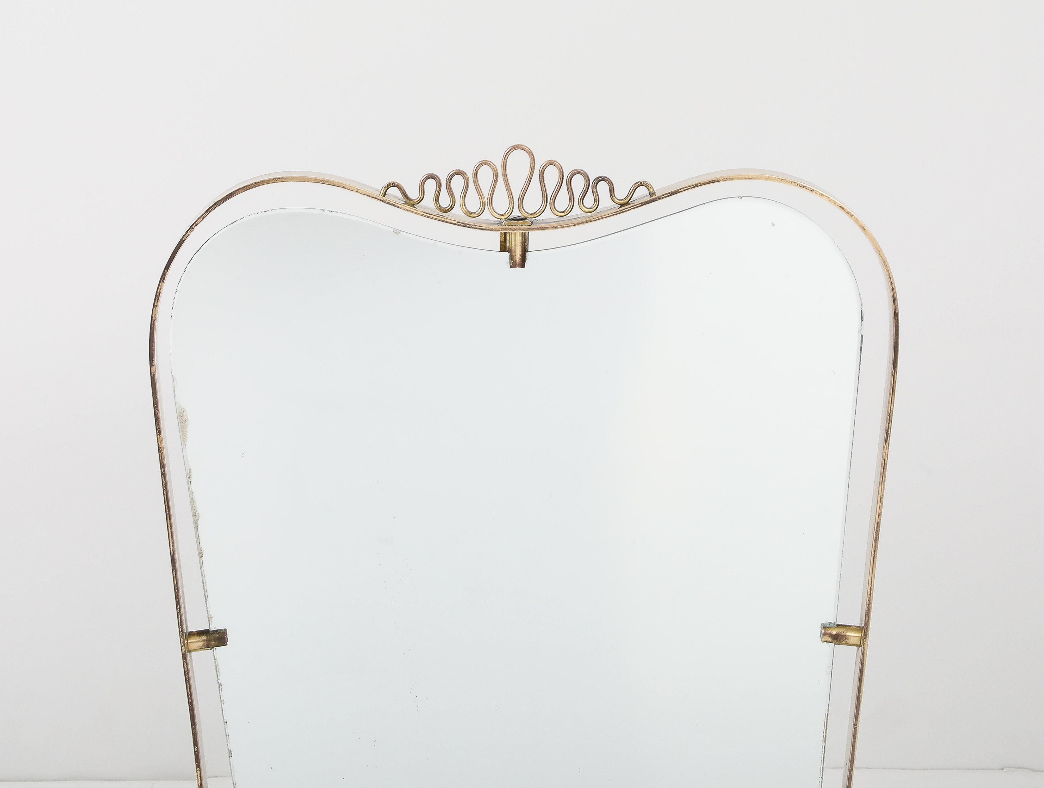 Art déco Miroir de toilette en laiton de Luigi Fontana, Fontana Arte, vers 1940 en vente