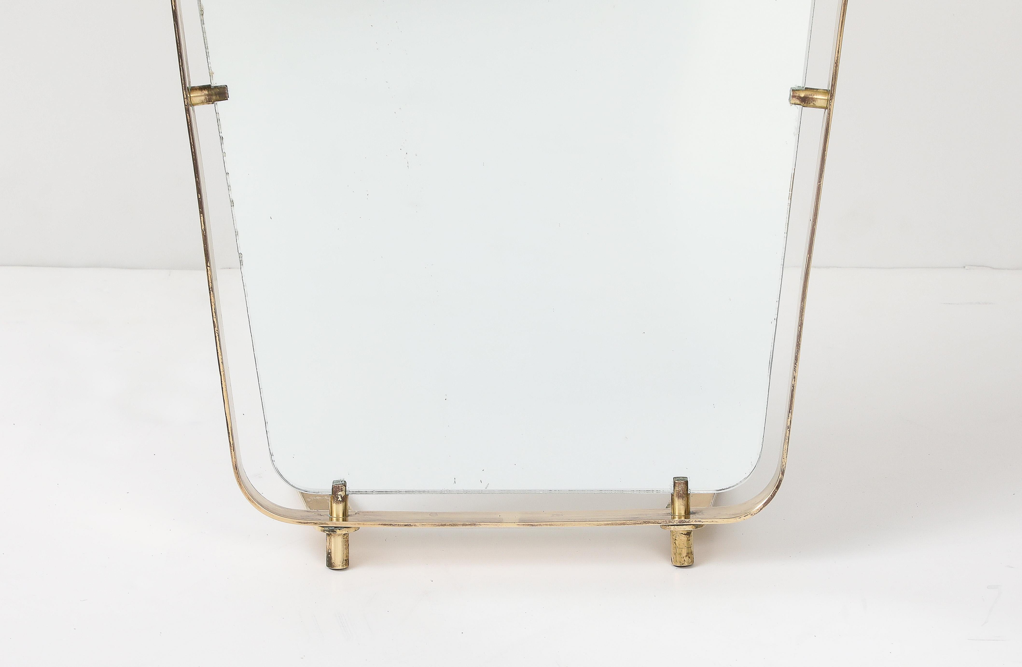 italien Miroir de toilette en laiton de Luigi Fontana, Fontana Arte, vers 1940 en vente