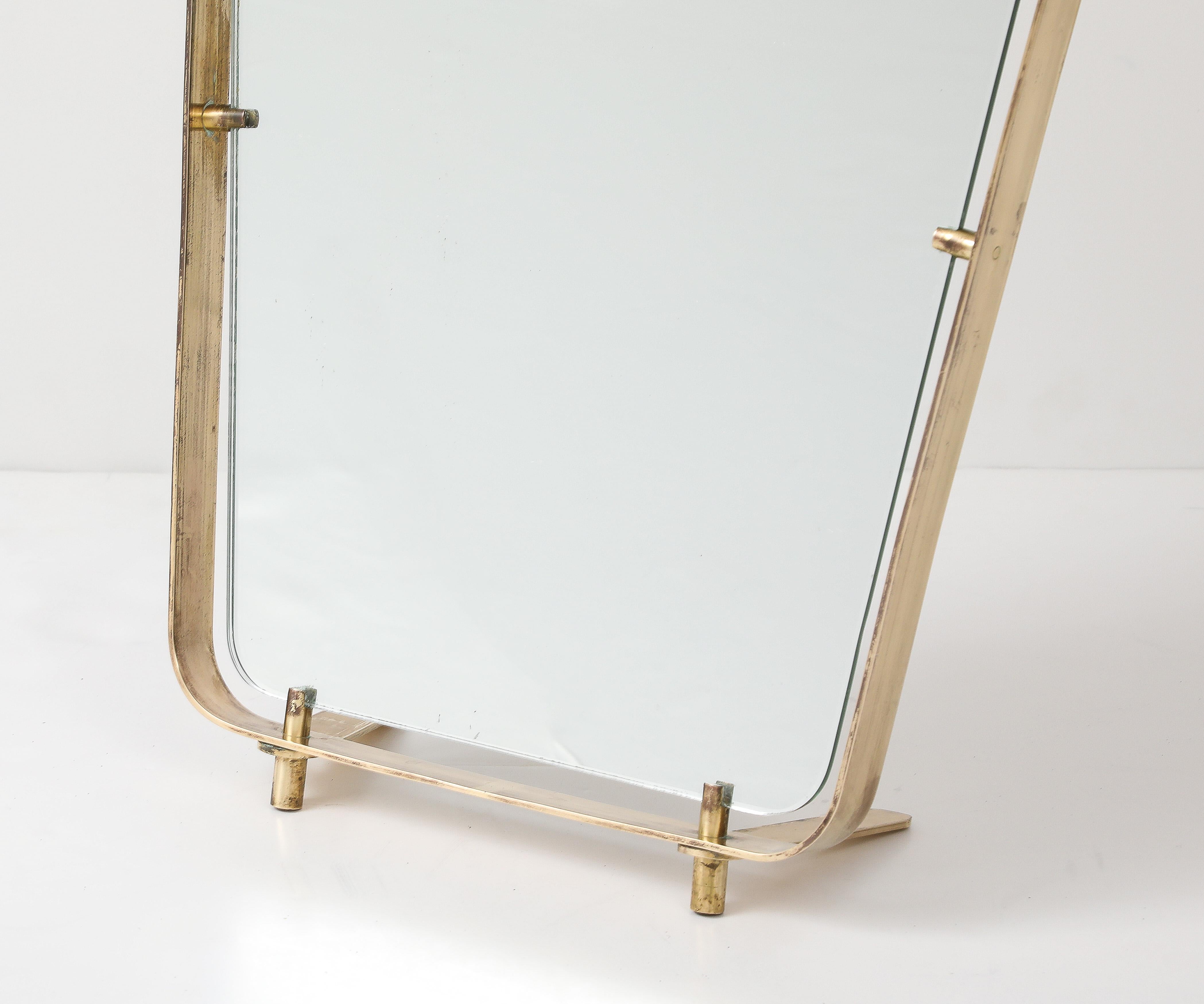 Miroir de toilette en laiton de Luigi Fontana, Fontana Arte, vers 1940 en vente 1