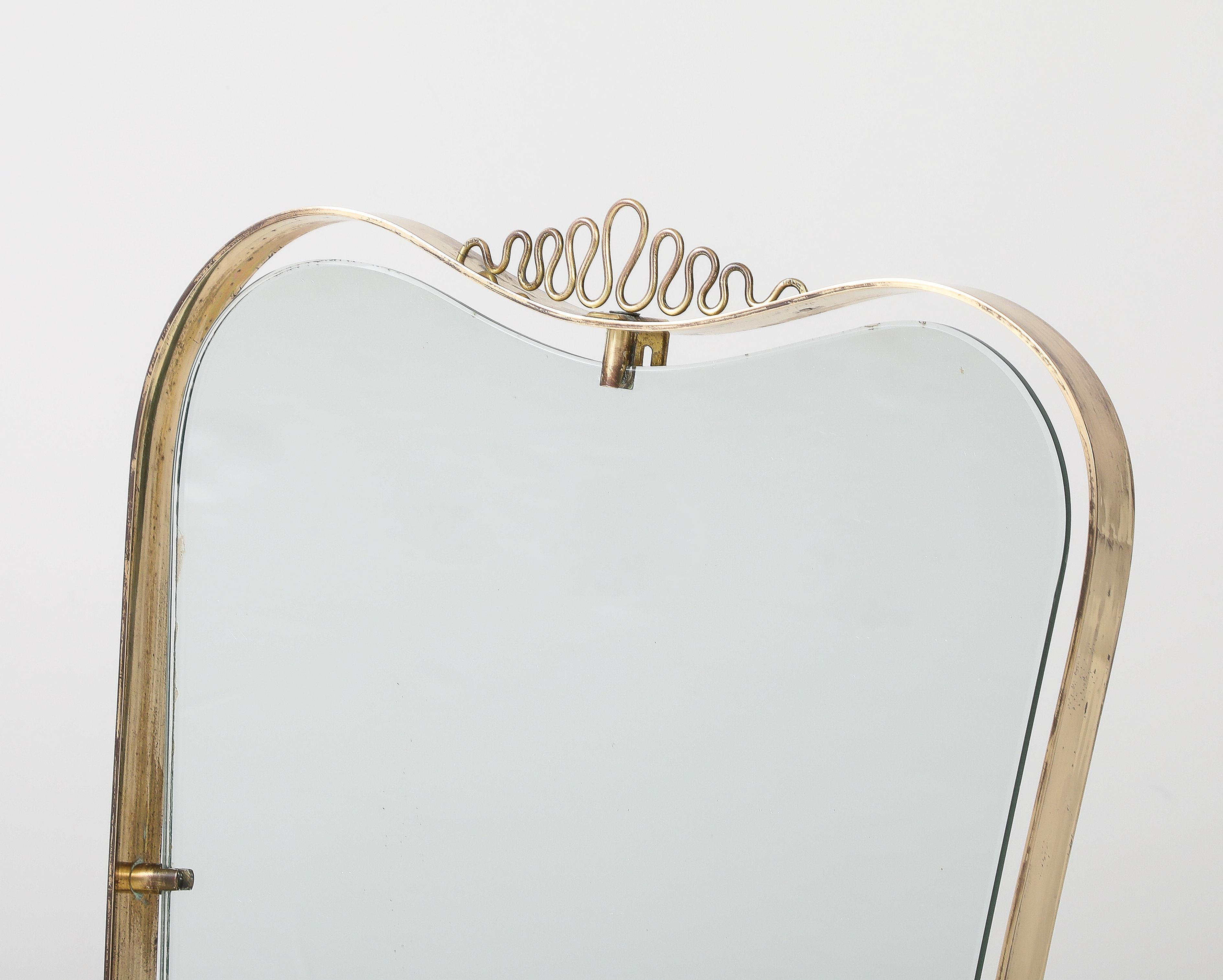 Miroir de toilette en laiton de Luigi Fontana, Fontana Arte, vers 1940 en vente 2