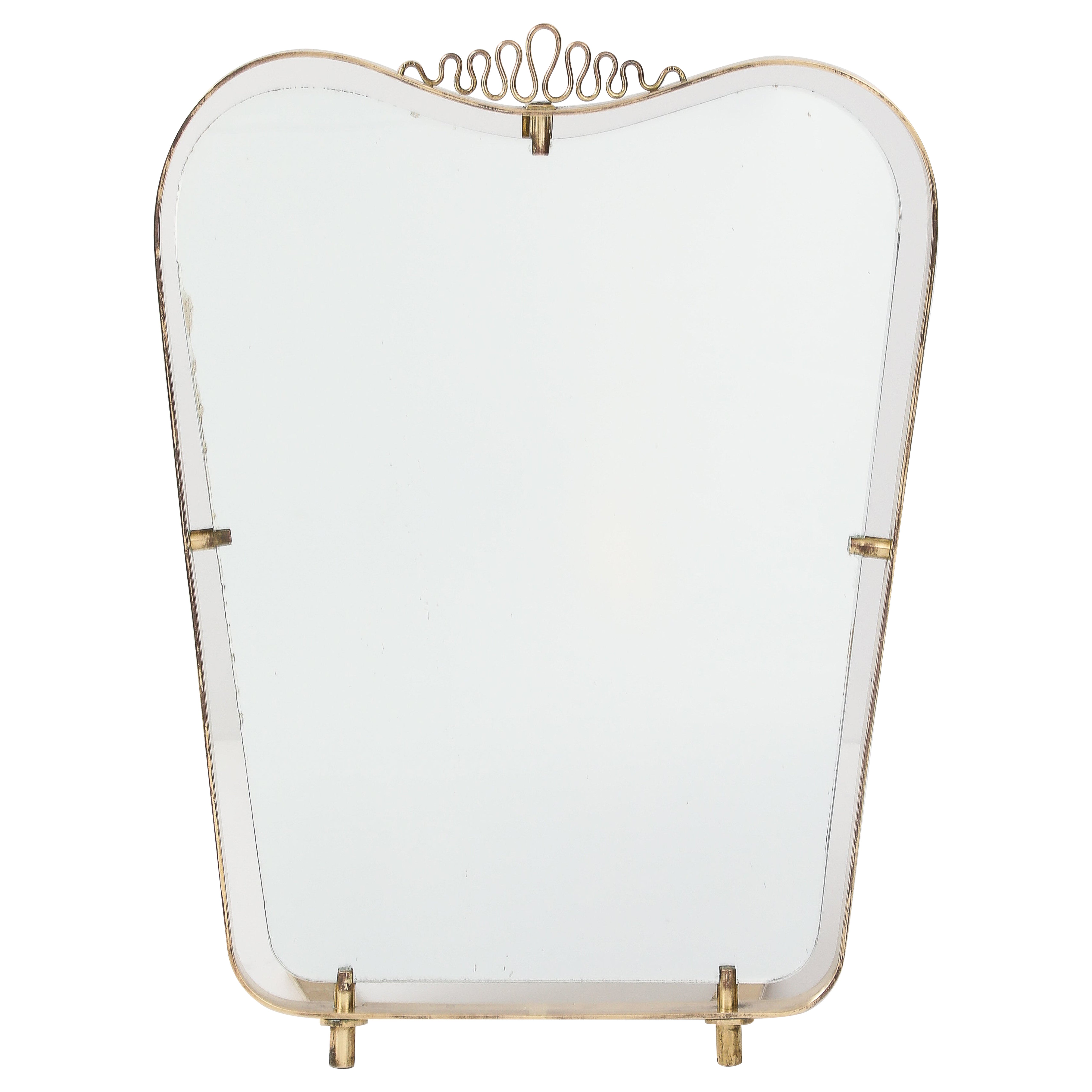 Luigi Fontana Brass Toilette Mirror, Fontana Arte, circa 1940
