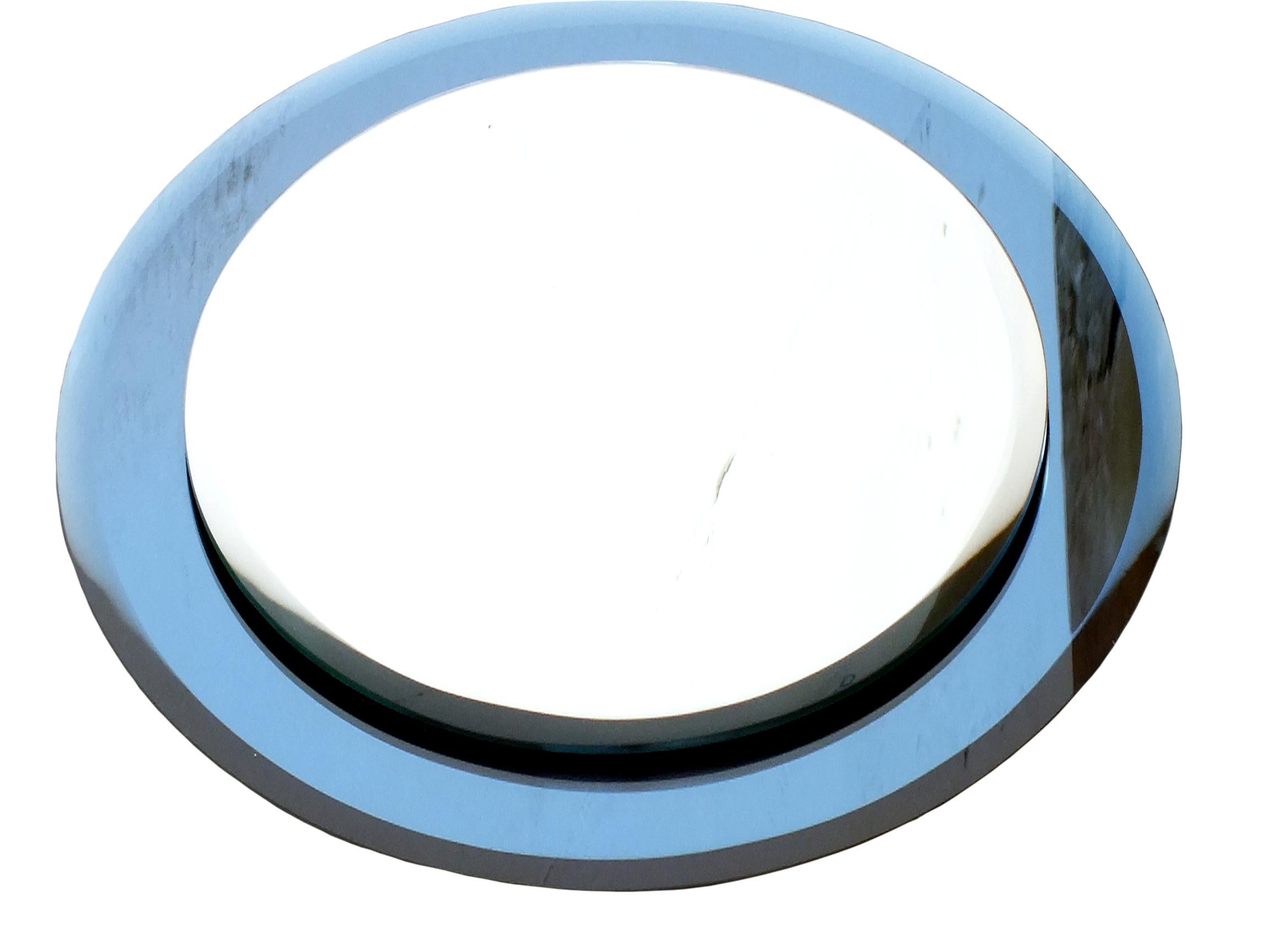 Art Glass Luigi Fontana BlueCobalt Mirror Years40 Design Pietro Chiesa Attributed to For Sale