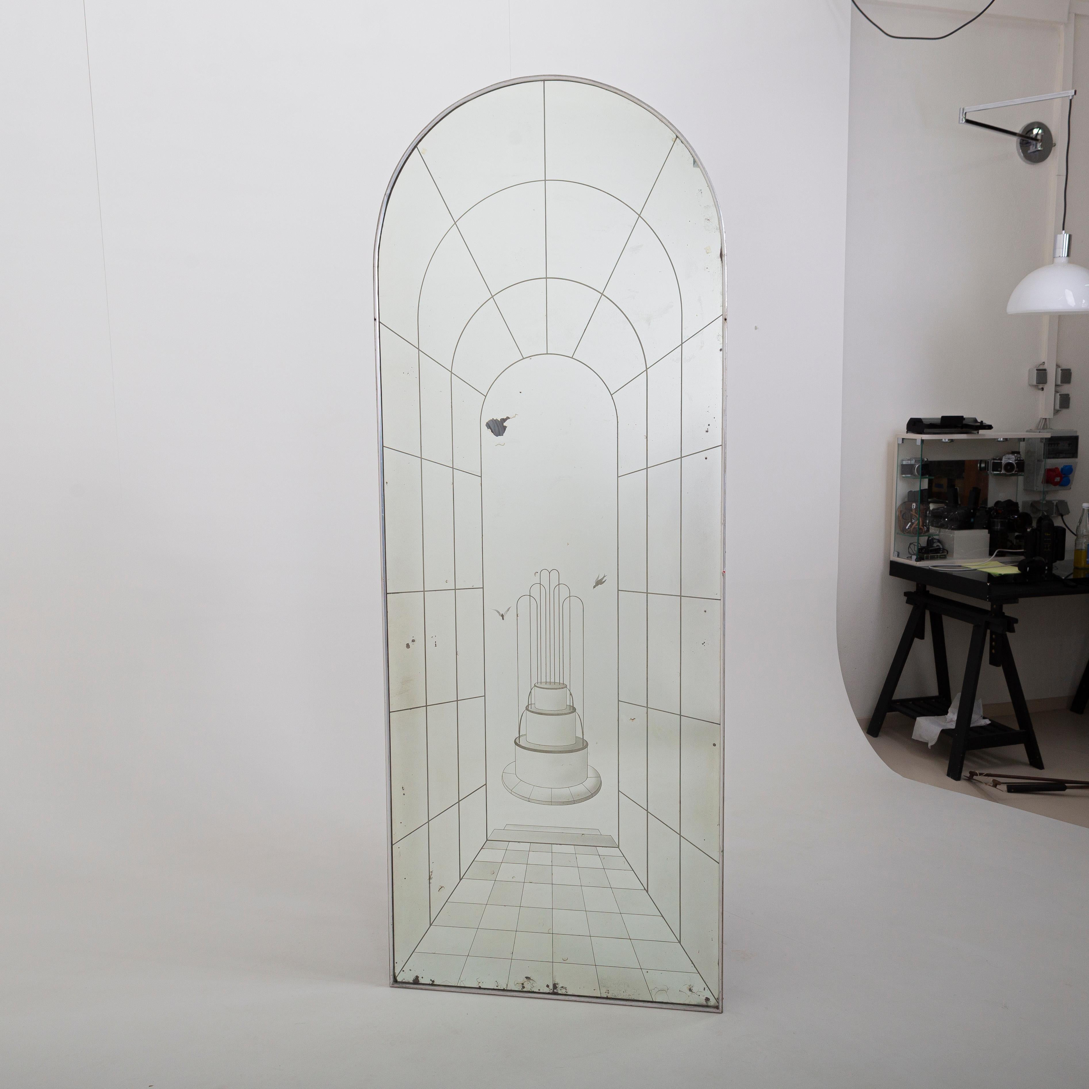 Large wall mirror by Luigi Fontana. 
Metal frame.
Stamped L. Fontana Genova.