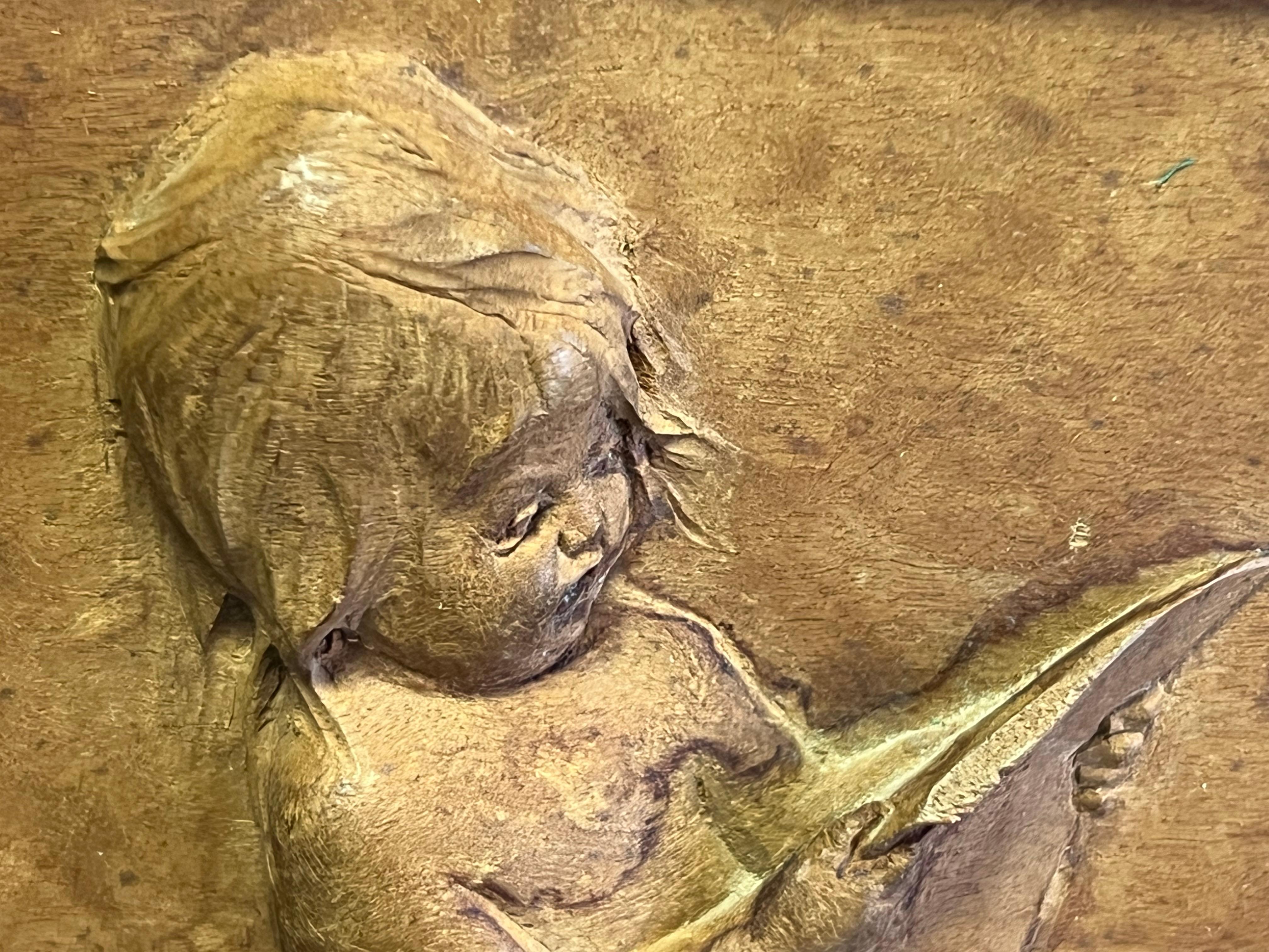 Luigi Frullini carved Wood Plaque Gilded Age For Sale 5
