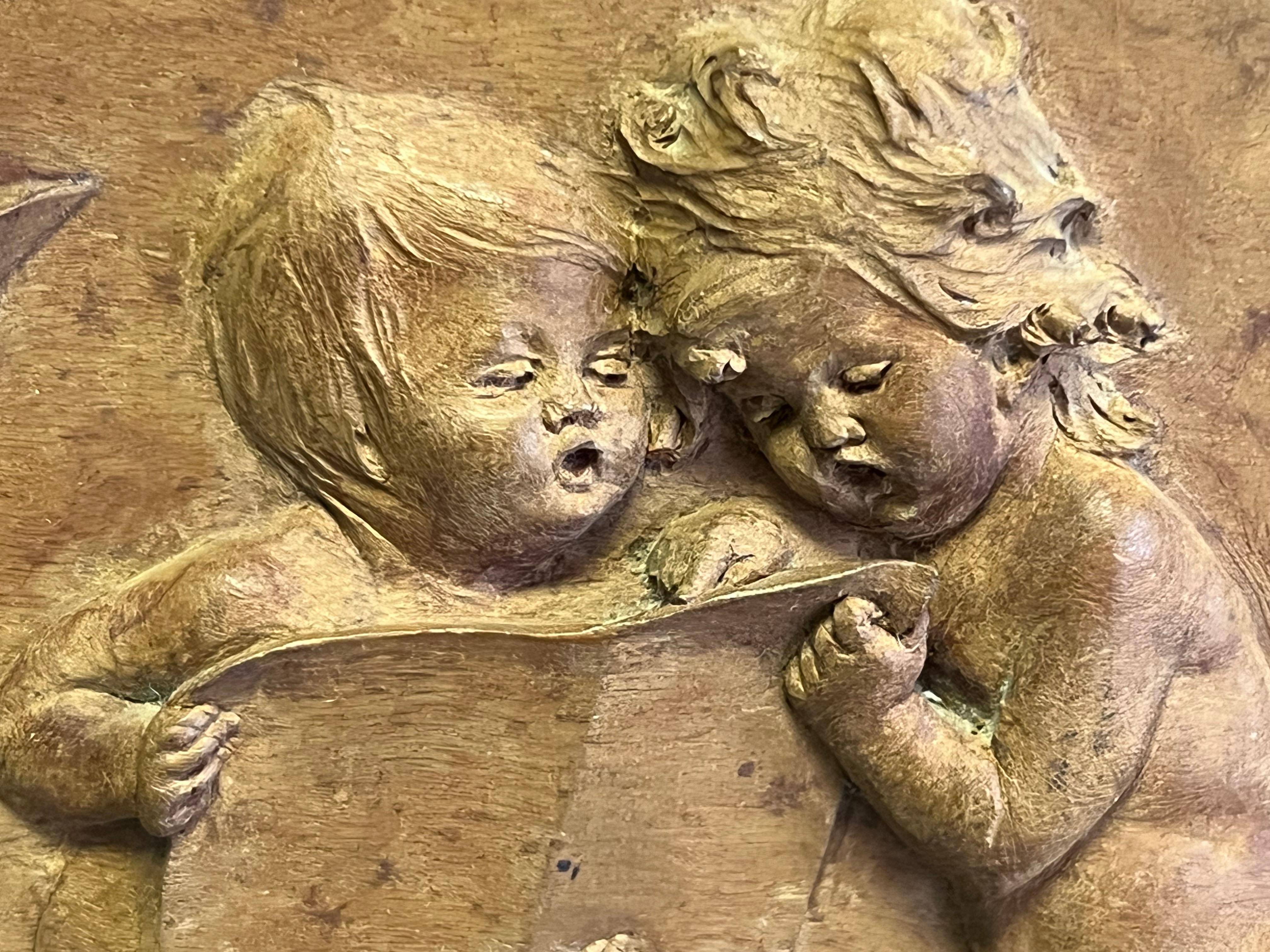 Luigi Frullini carved Wood Plaque Gilded Age For Sale 7