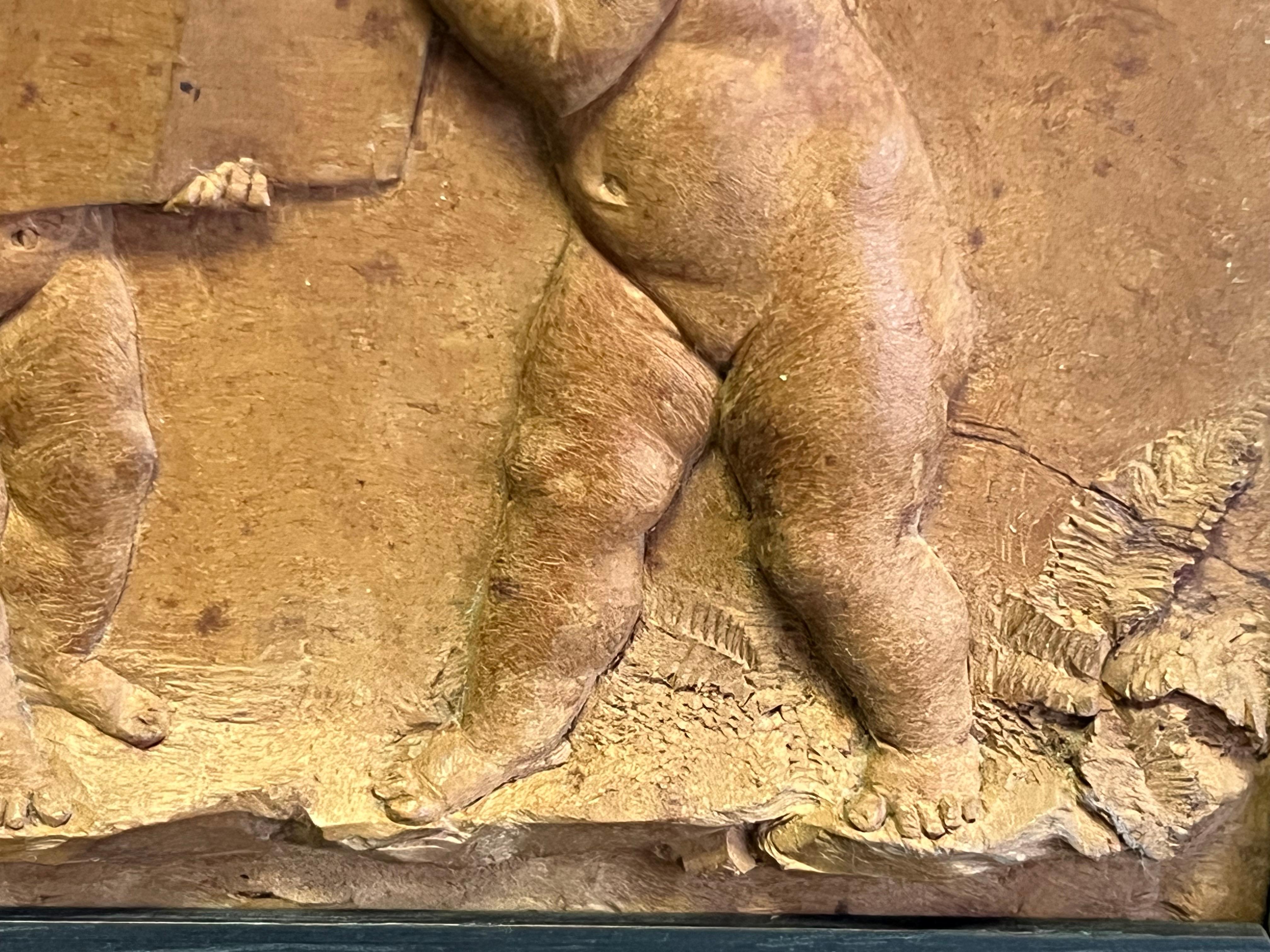 Luigi Frullini carved Wood Plaque Gilded Age For Sale 9