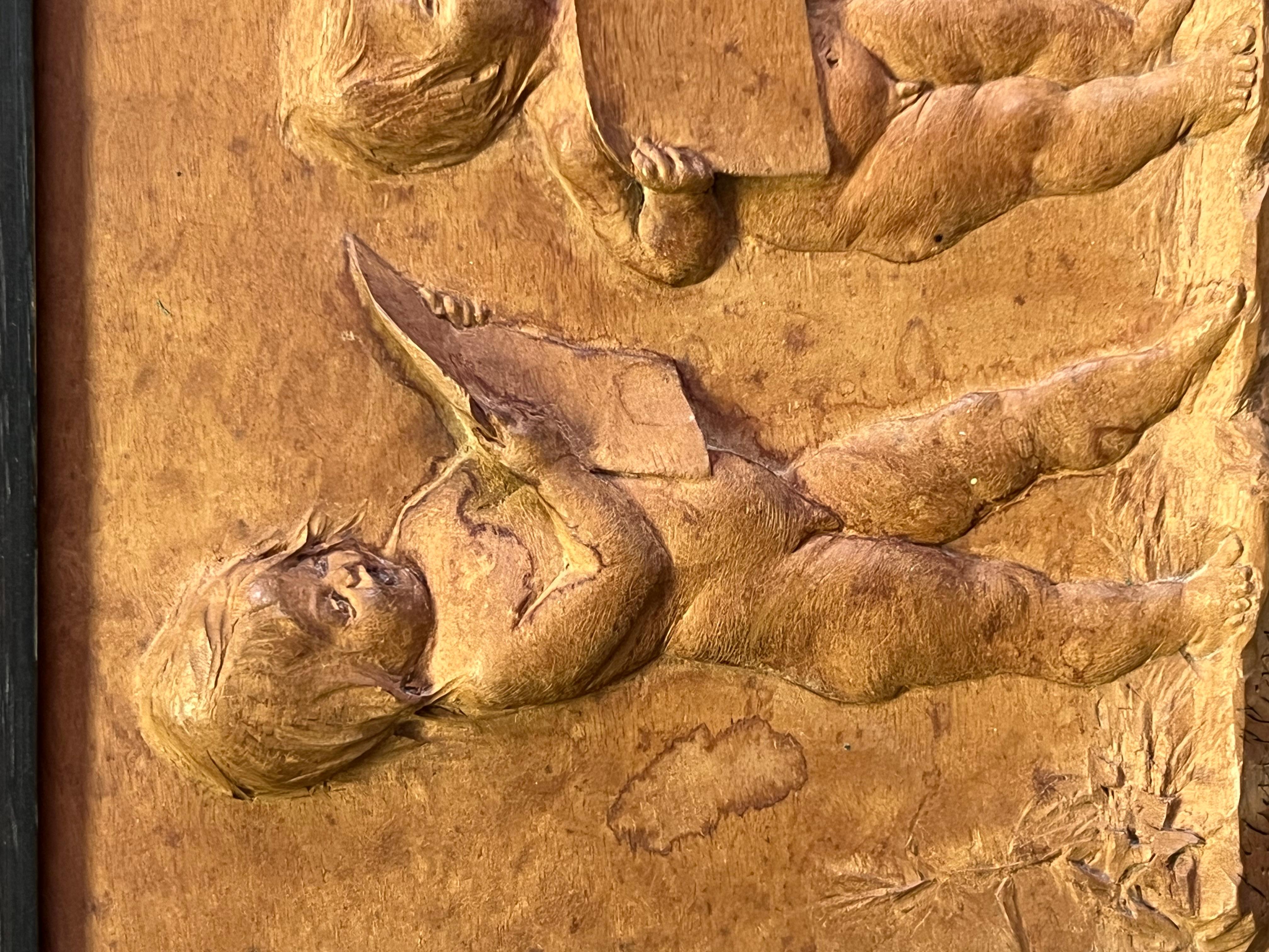 Luigi Frullini carved Wood Plaque Gilded Age For Sale 10