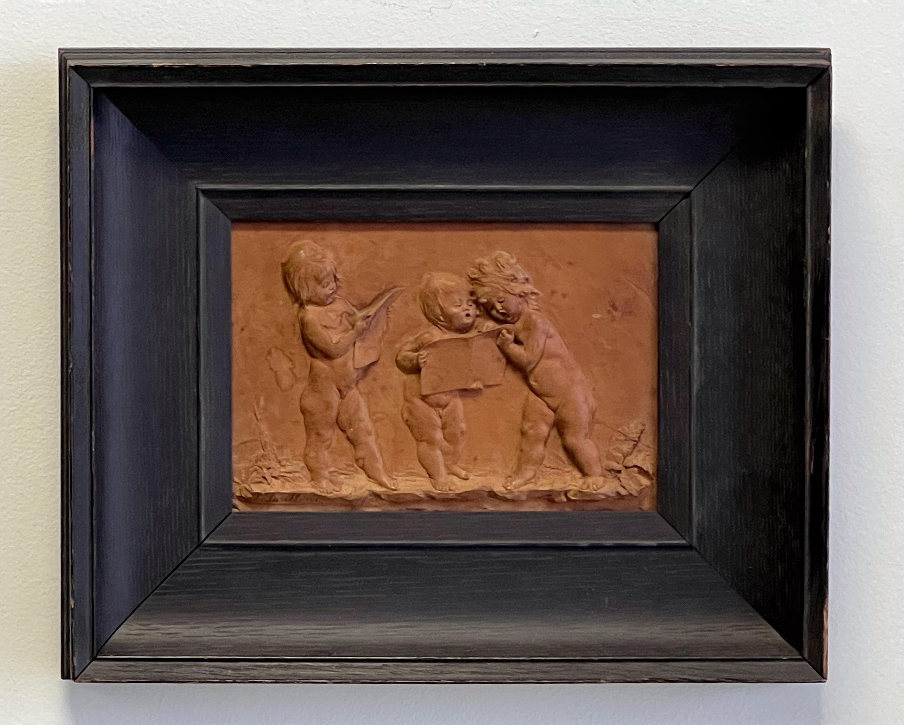 Italian Luigi Frullini carved Wood Plaque Gilded Age For Sale
