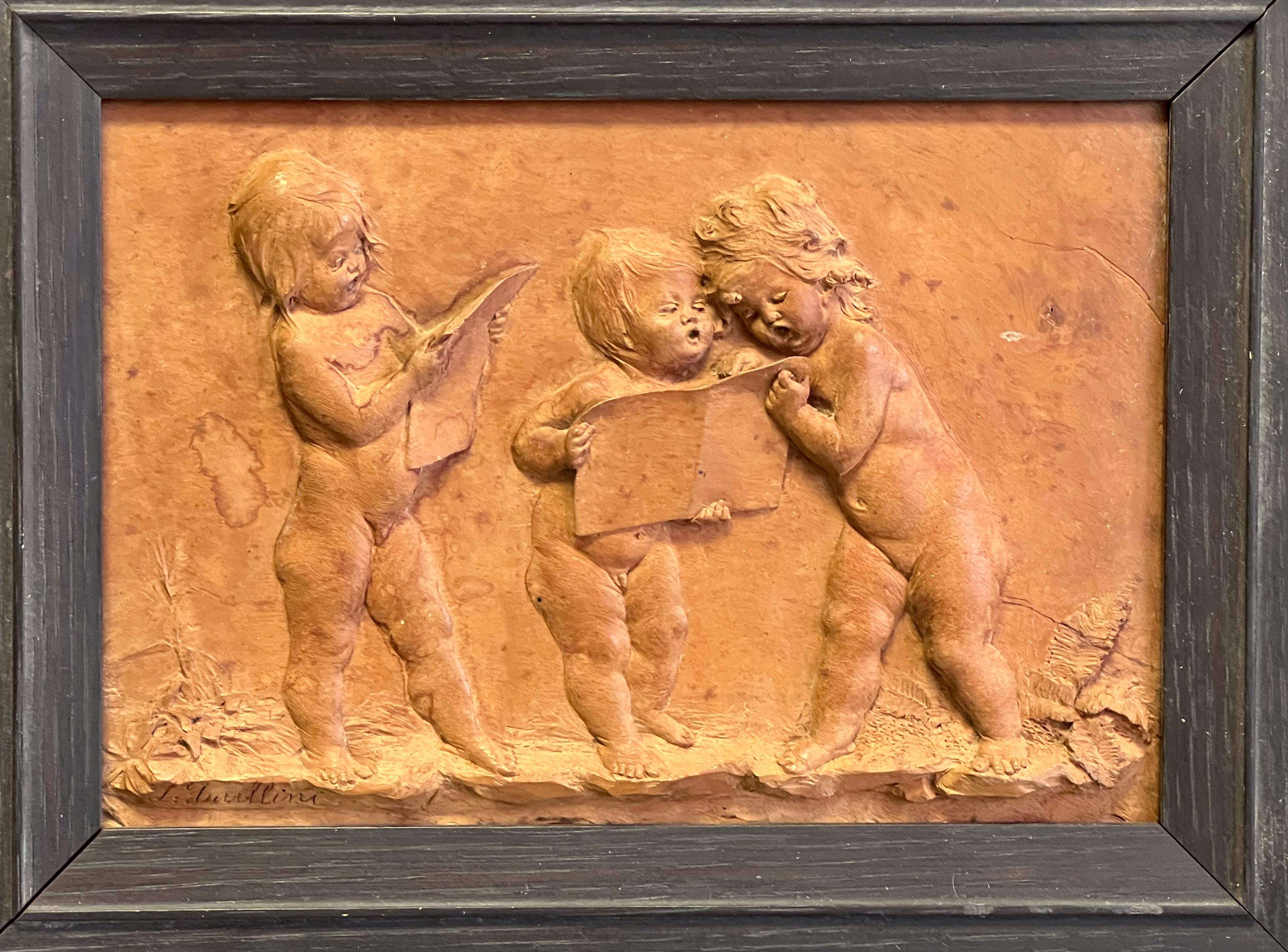 Luigi Frullini carved Wood Plaque Gilded Age For Sale 1