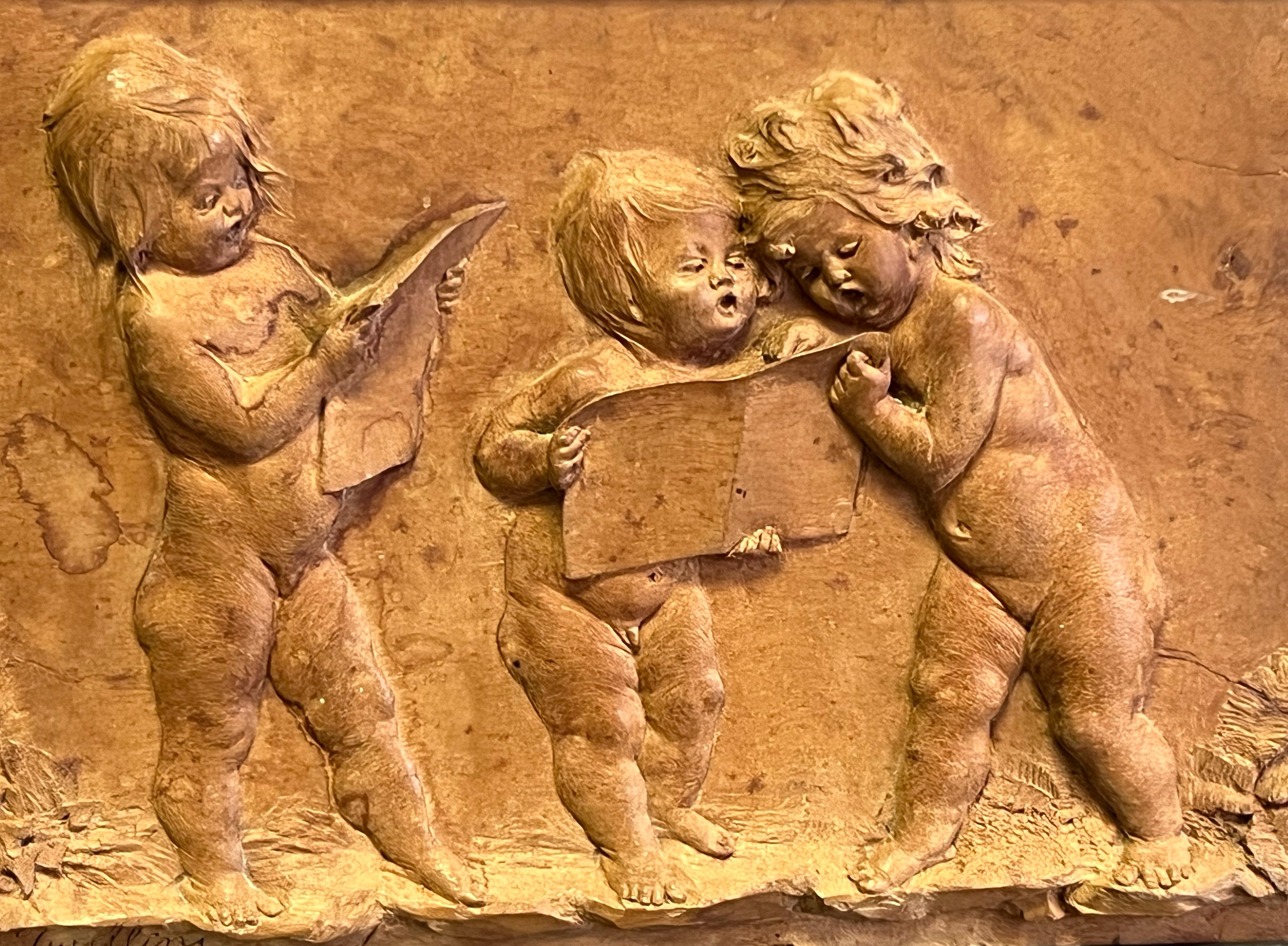 Luigi Frullini carved Wood Plaque Gilded Age For Sale 2