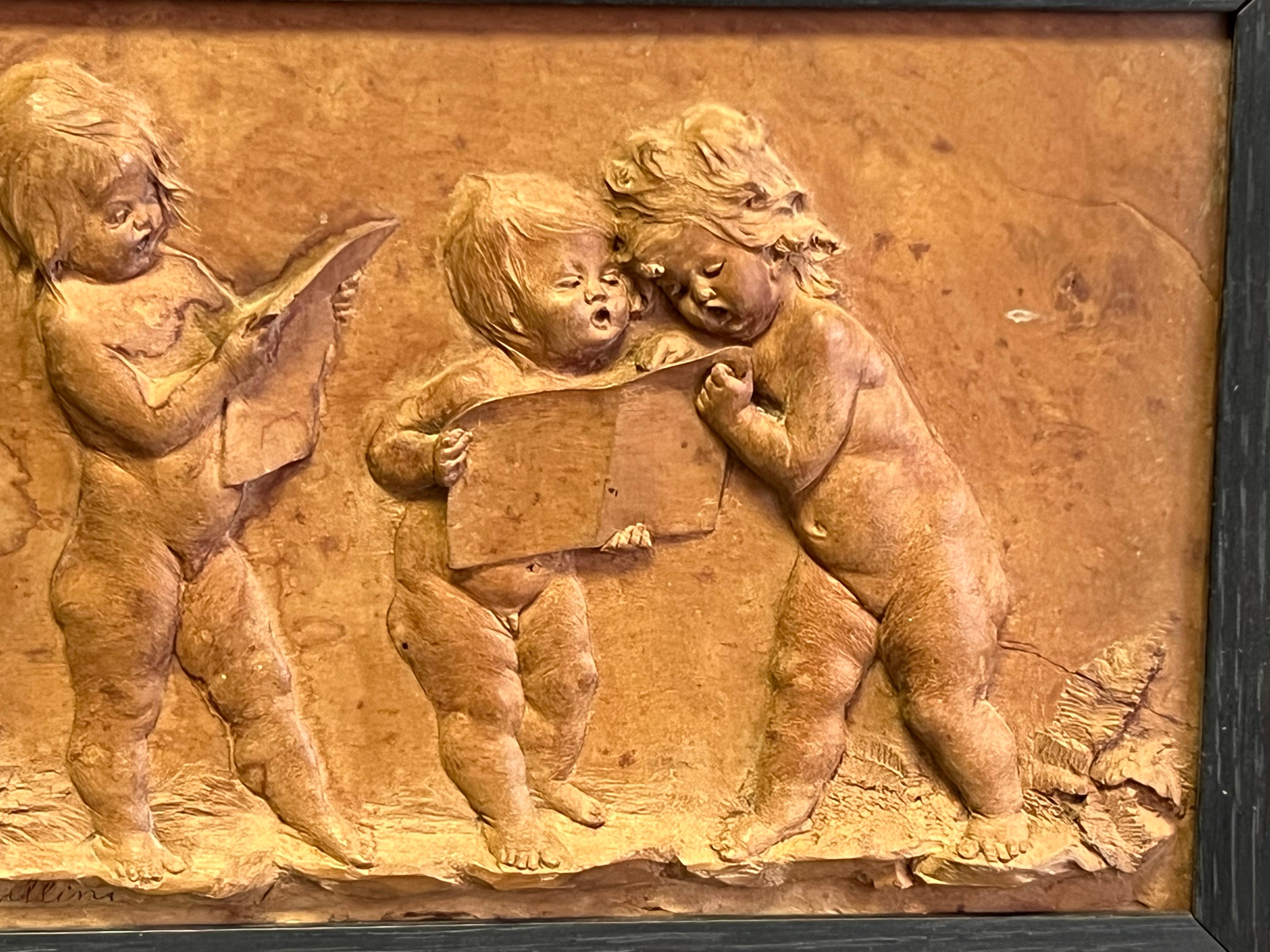 Luigi Frullini carved Wood Plaque Gilded Age For Sale 4