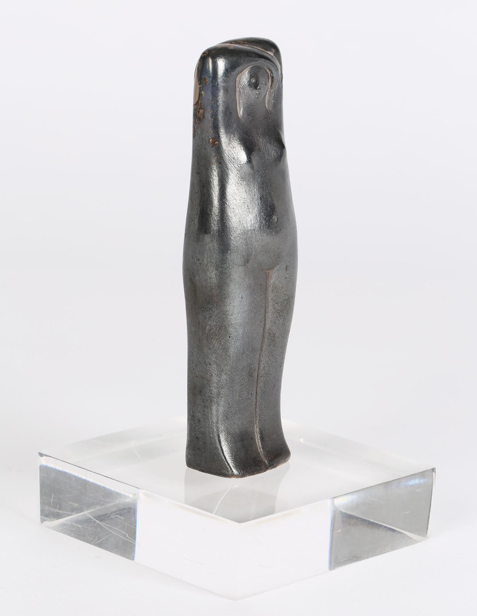 Italian Luigi Galligani Silvered Bronze Stylized Figural Sculpture on Stand For Sale