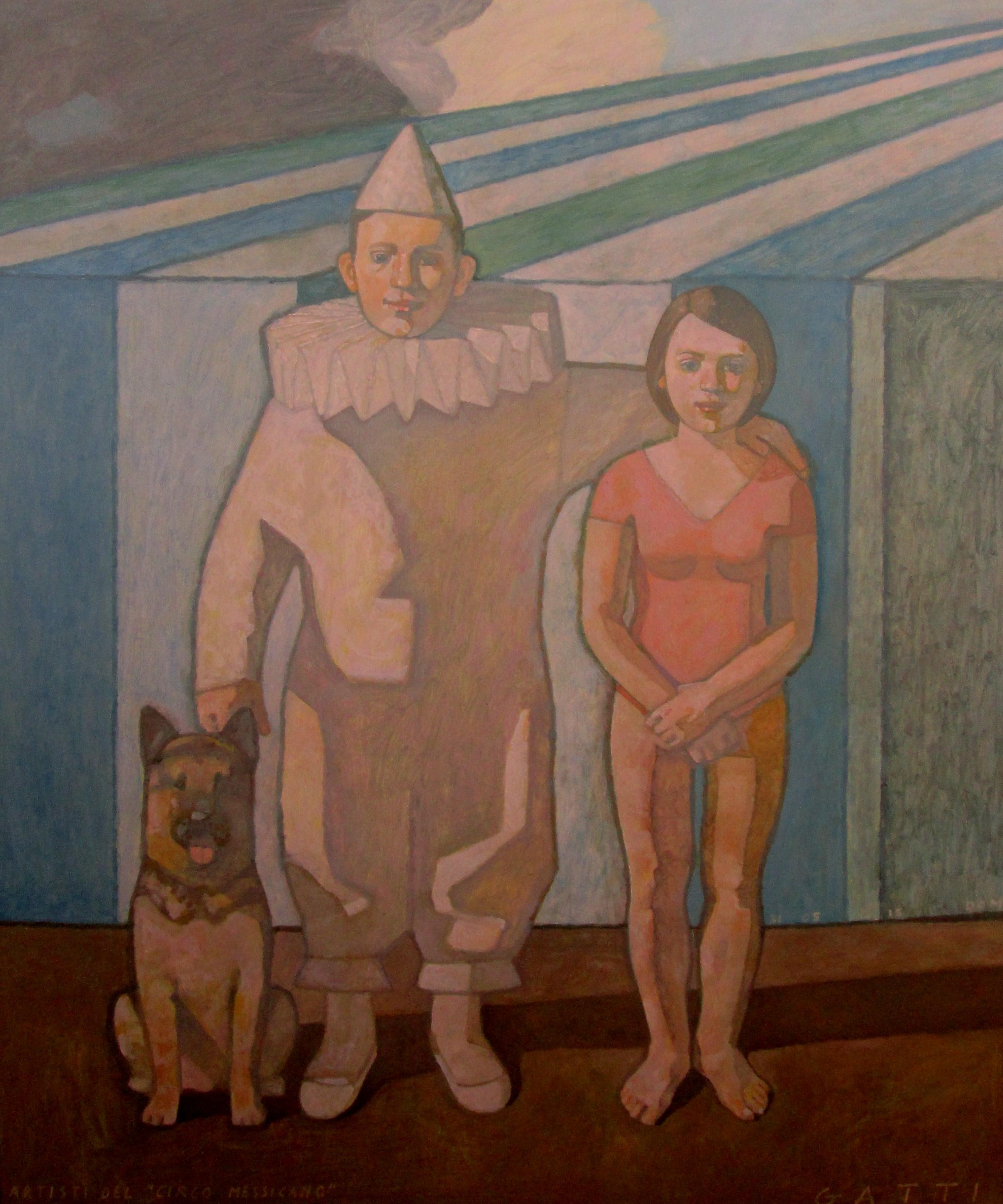 "Artists of the Mexican Circus" - Painting by Luigi Gatti