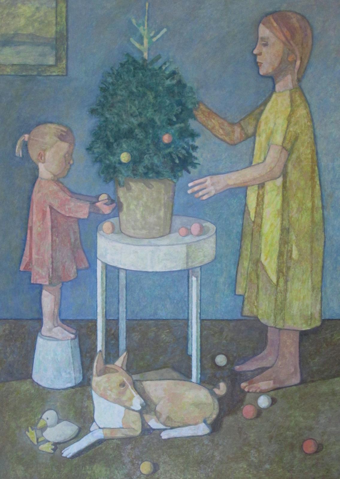 Luigi Gatti Portrait Painting - "Mother and Daughter"
