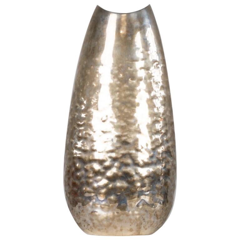 Japanese Silver HandHammered Vase at 1stDibs