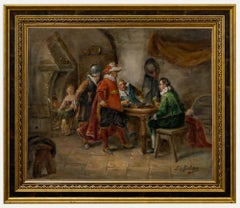 Luigi Giorgio Baldero (1842-1900) - 19th Century Oil, Chess At The Tavern