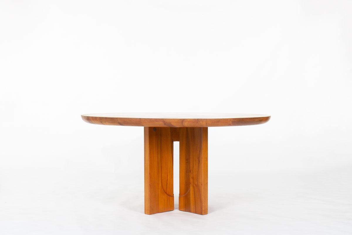 French Luigi Gorgoni Round Elm Dining Table for Roche Bobois, 1980s For Sale
