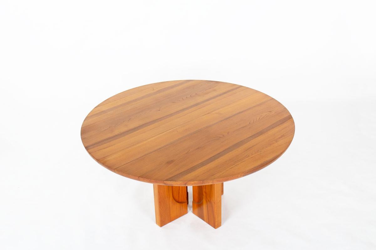 20th Century Luigi Gorgoni Round Elm Dining Table for Roche Bobois, 1980s For Sale