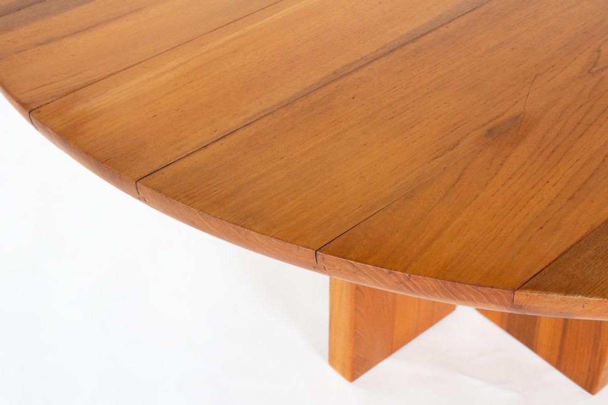 Luigi Gorgoni Round Elm Dining Table for Roche Bobois, 1980s For Sale 3