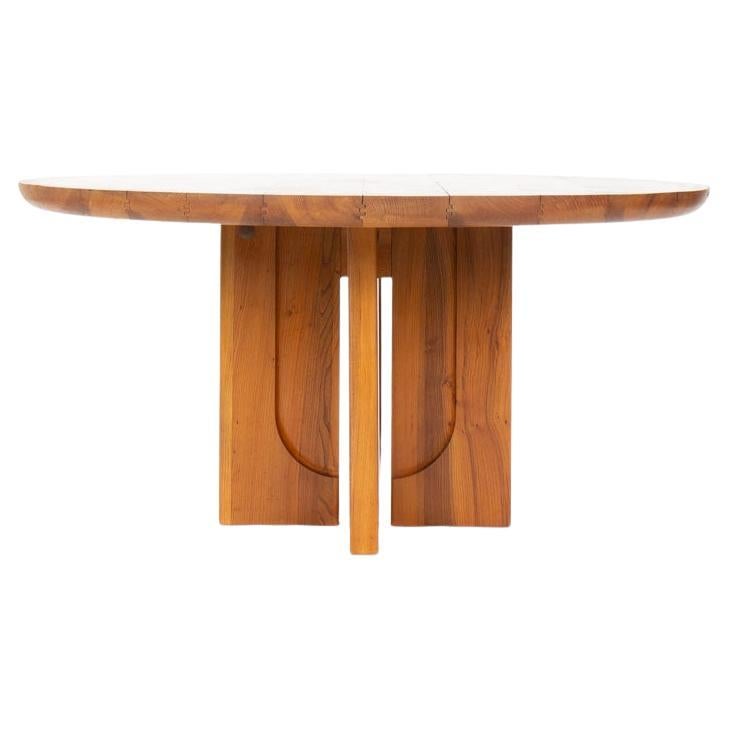 Luigi Gorgoni Round Elm Dining Table for Roche Bobois, 1980s For Sale