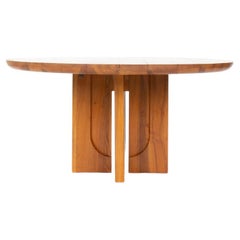 Luigi Gorgoni Round Elm Dining Table for Roche Bobois, 1980s
