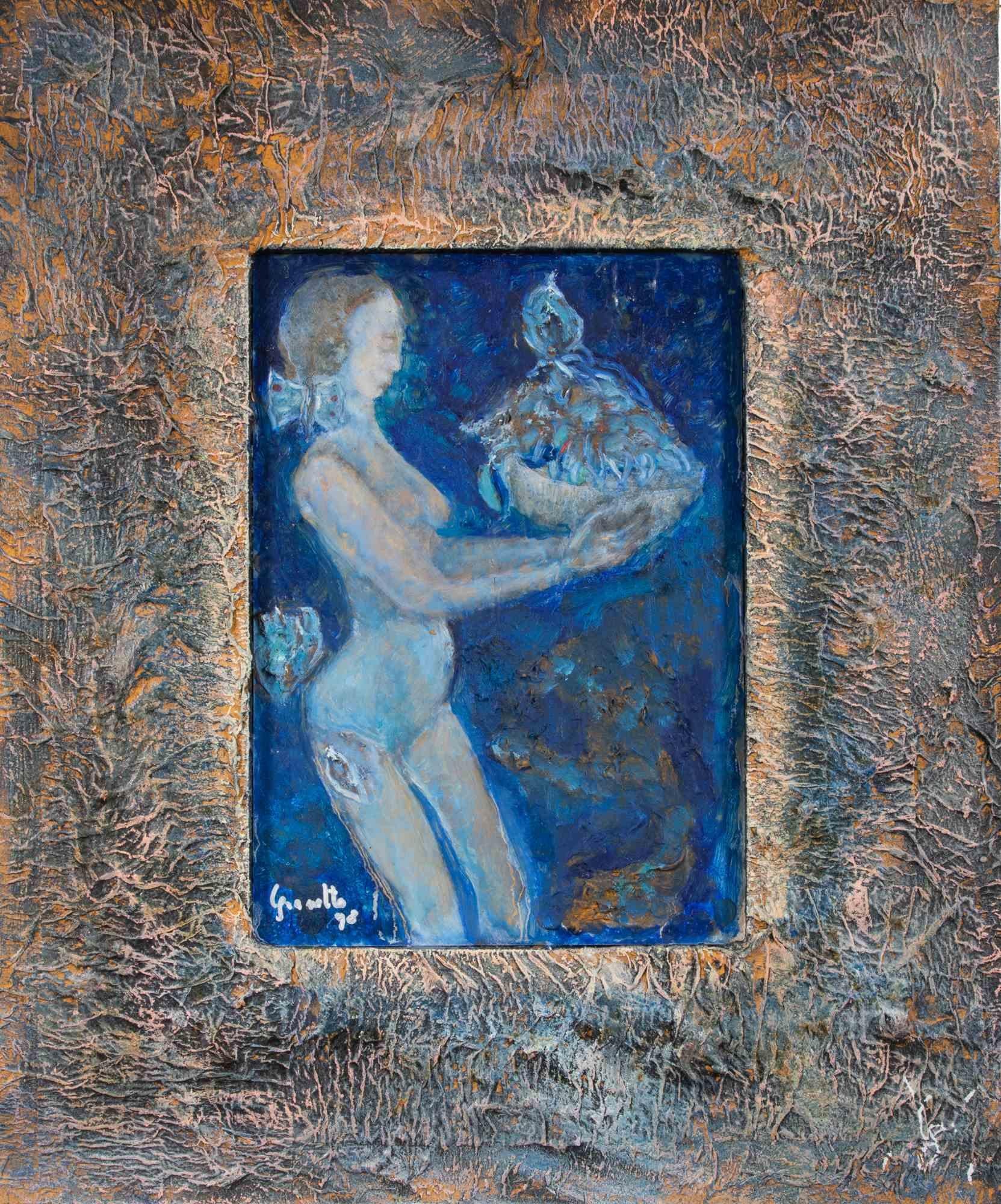 Oil on paper realized by Luigi Granetto in 1998.

Hand signed.

Includes a wooden frame realized by the artist cm. 47.5x39.5