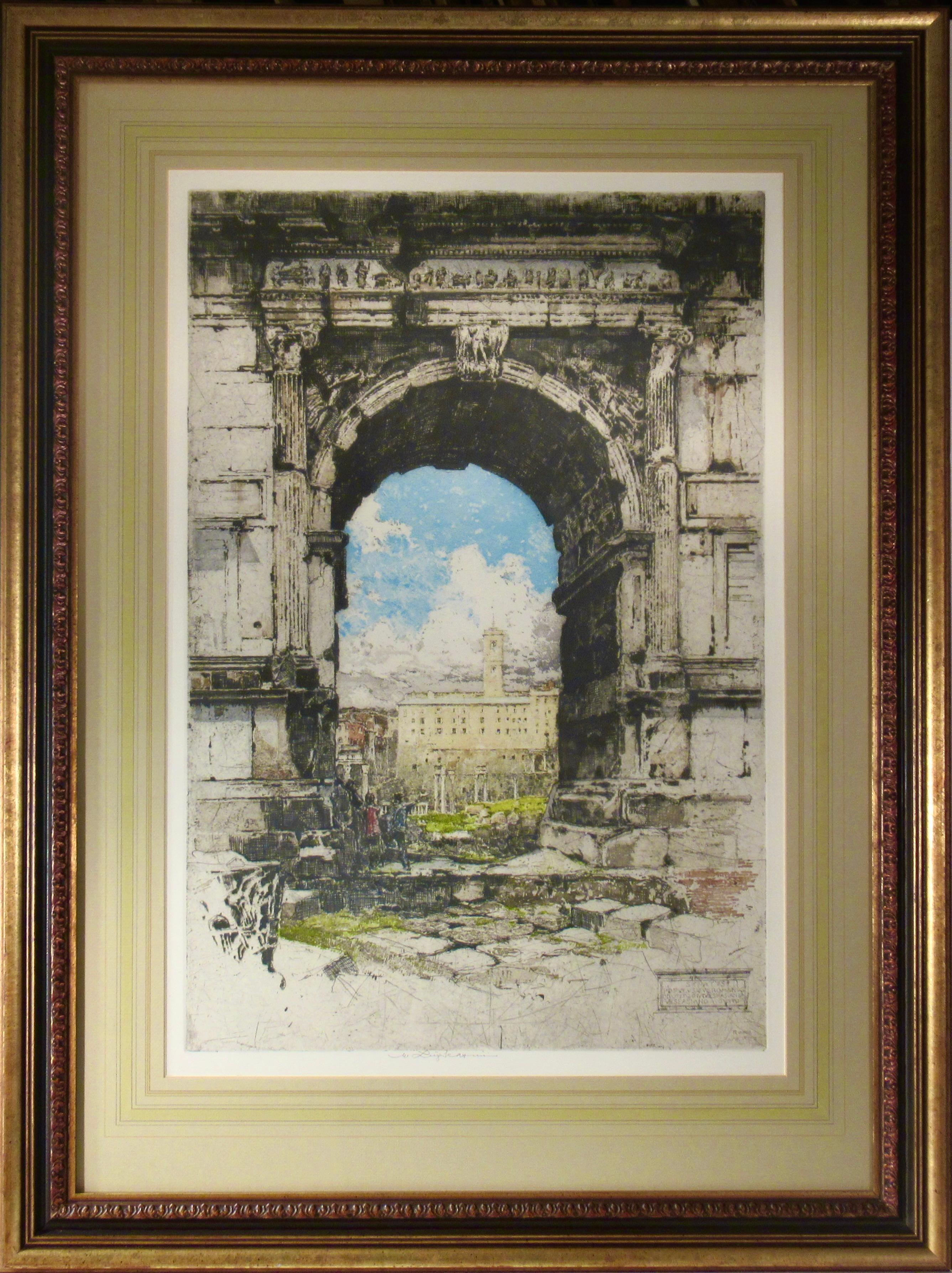 "Arc de Titus" Eau-forte en grandes couleurs.