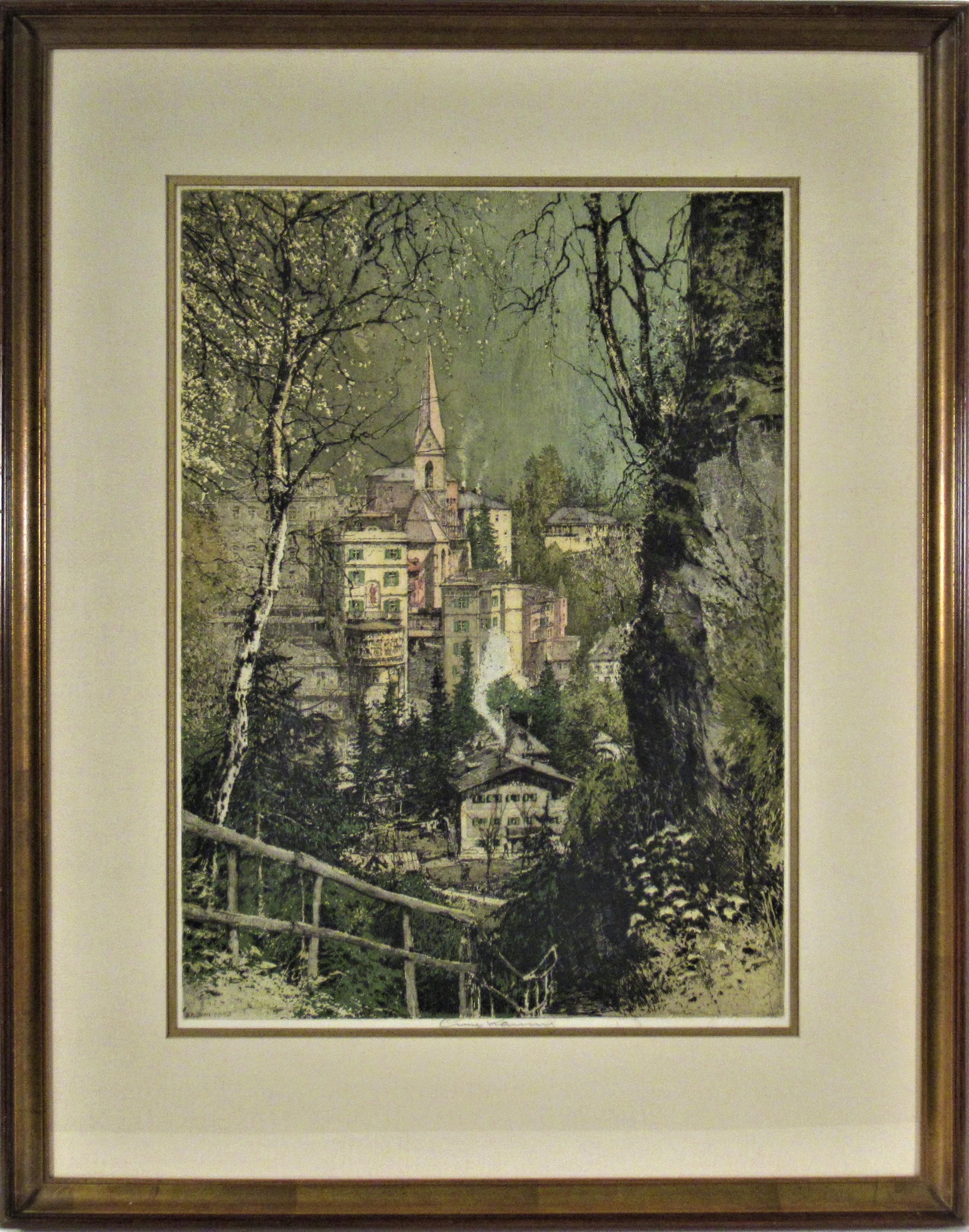 Luigi Kasimir Figurative Print - Bad Gastein, Austria