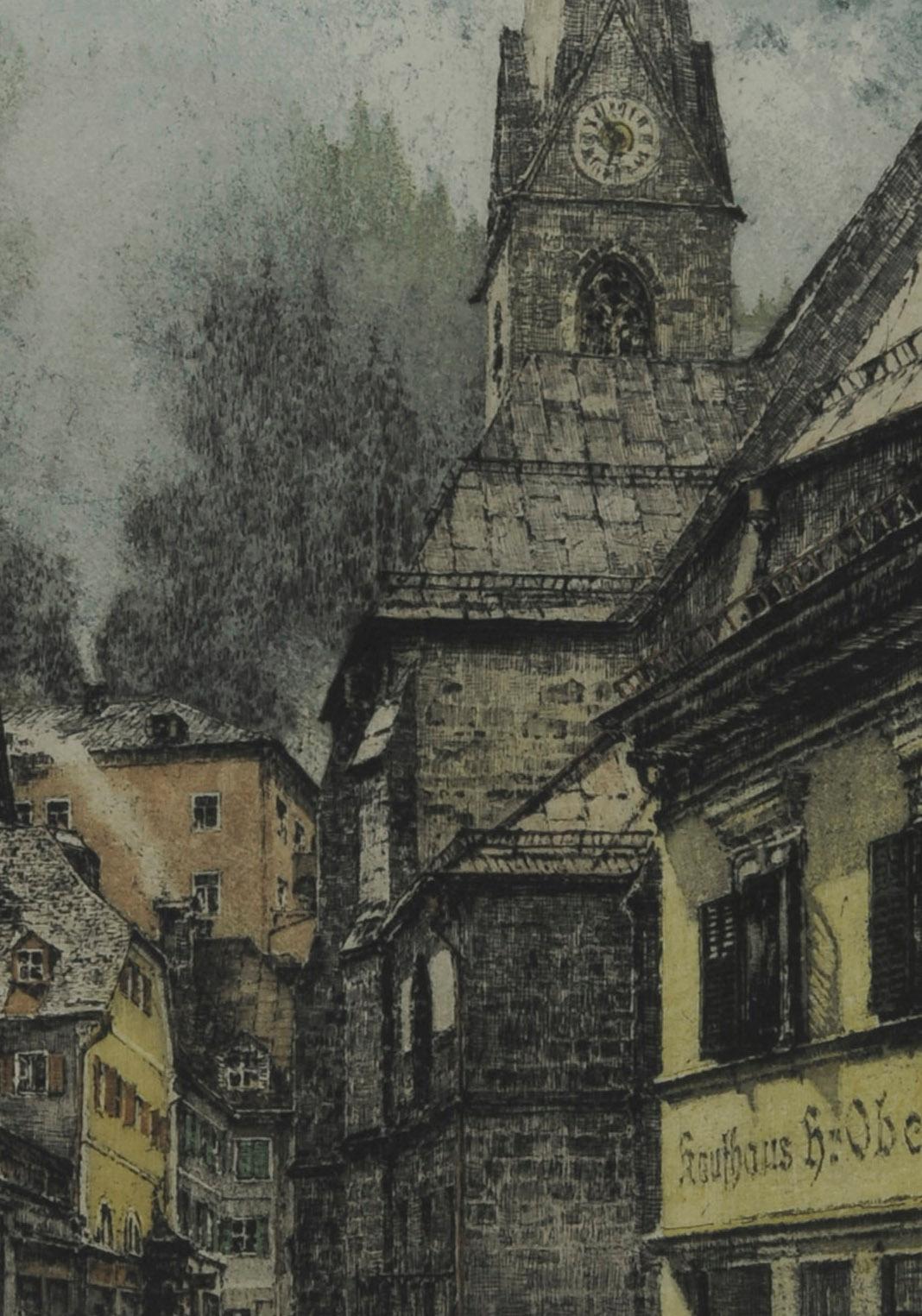 Bad Gastein Kirche, Österreich (Schwarz), Landscape Print, von Luigi Kasimir