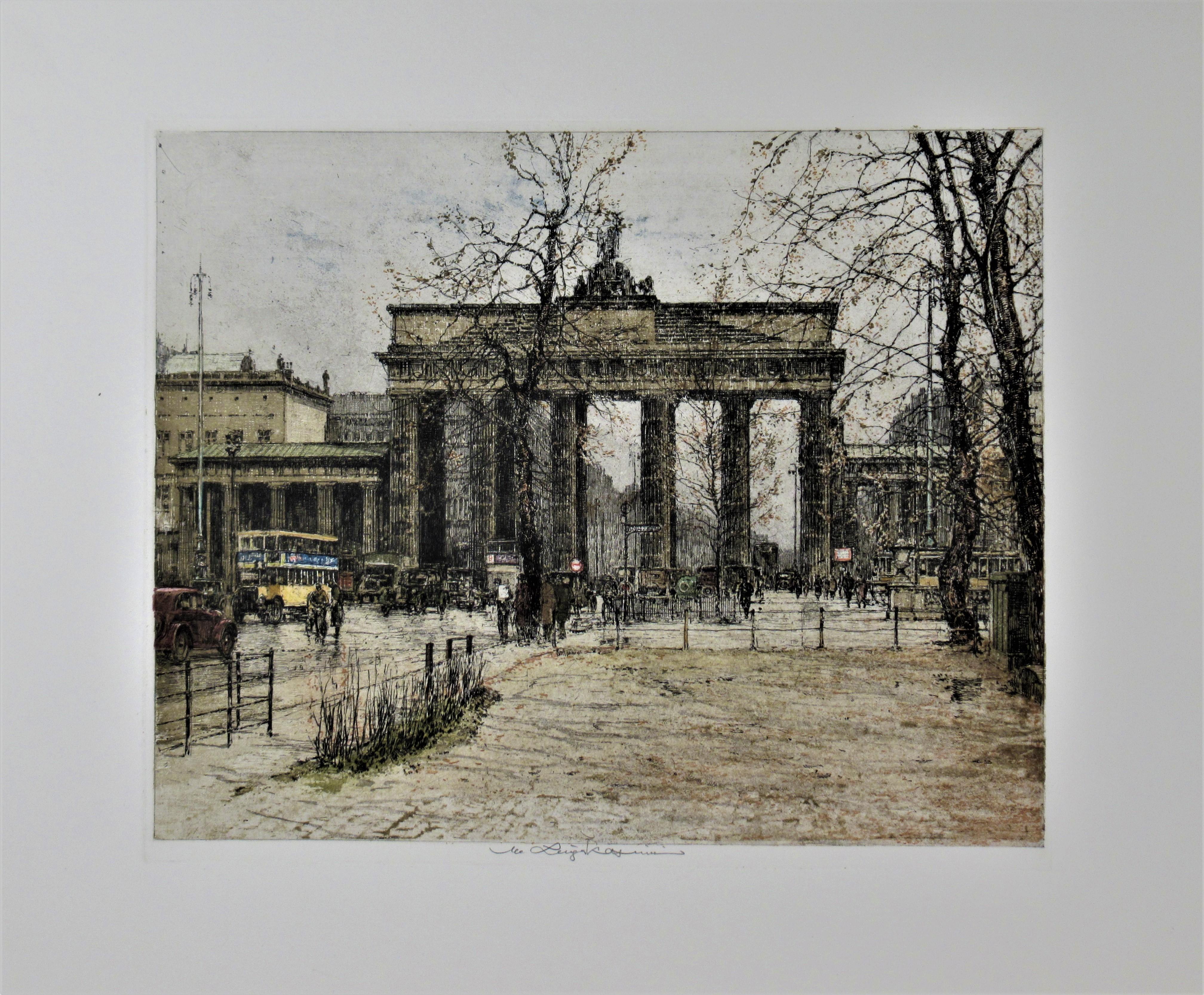 Luigi Kasimir Figurative Print - Berlin, Brandenburg Gate, Germany
