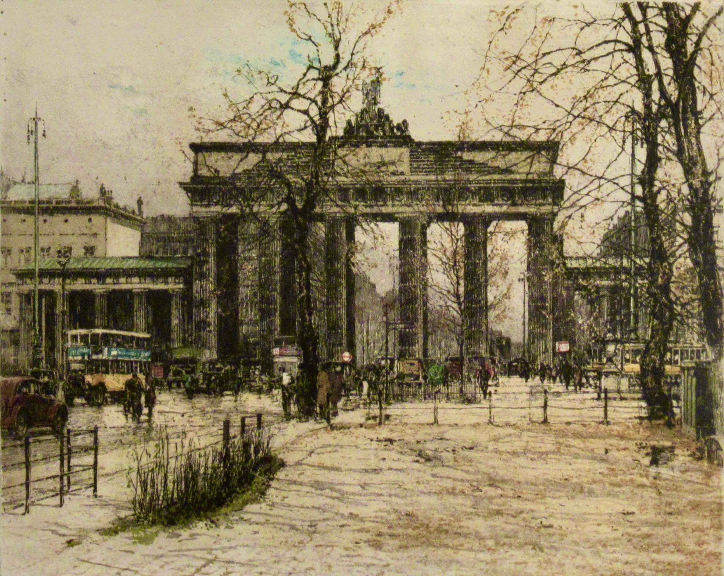 Brandenburger Tor, Berlín (Puerta de Brandemburgo, Berlín) - Figurative Print Marrón de Luigi Kasimir