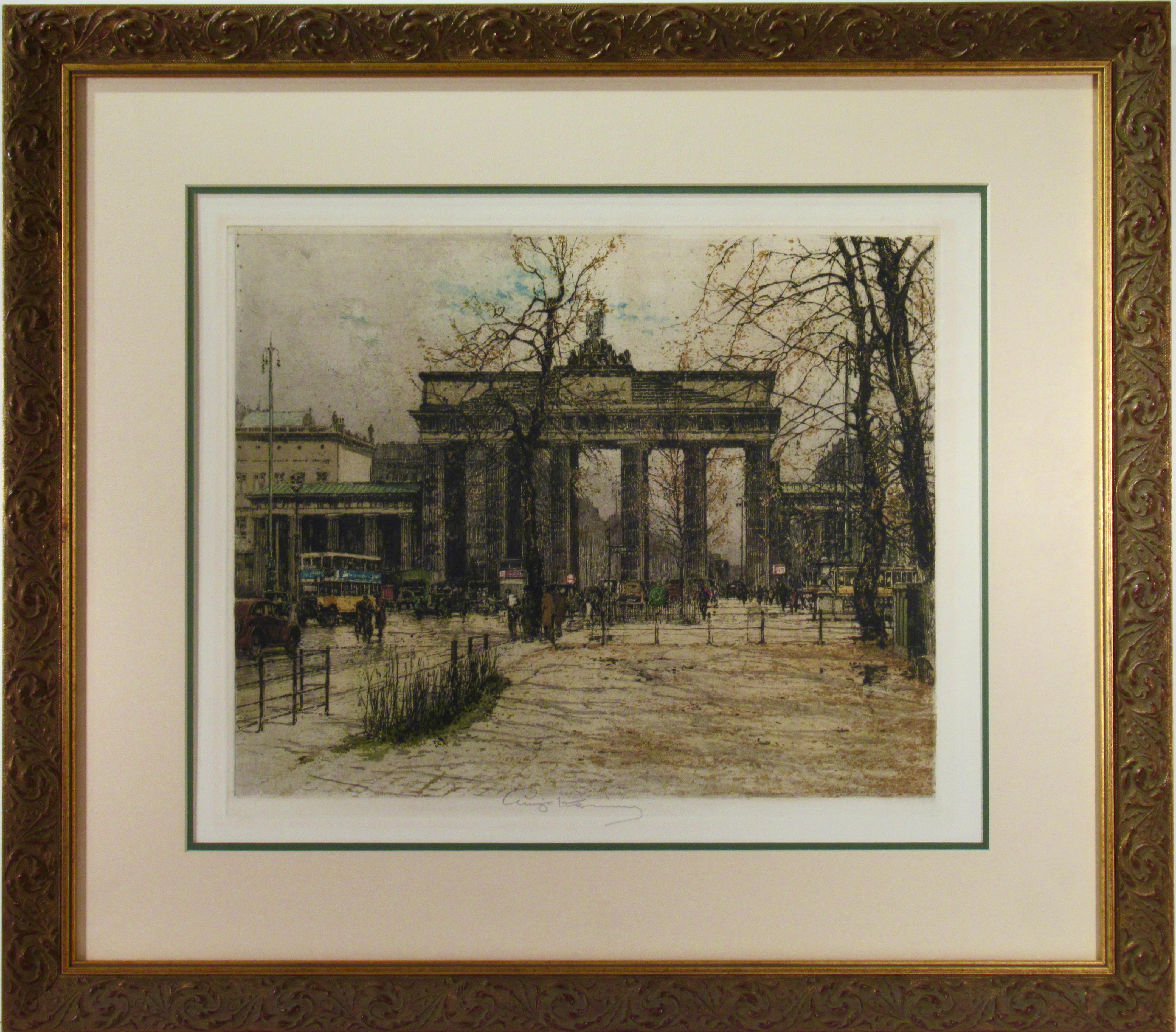 Luigi Kasimir Figurative Print - Brandenburger Tor, Berlin (Brandenburg Gate, Berlin)