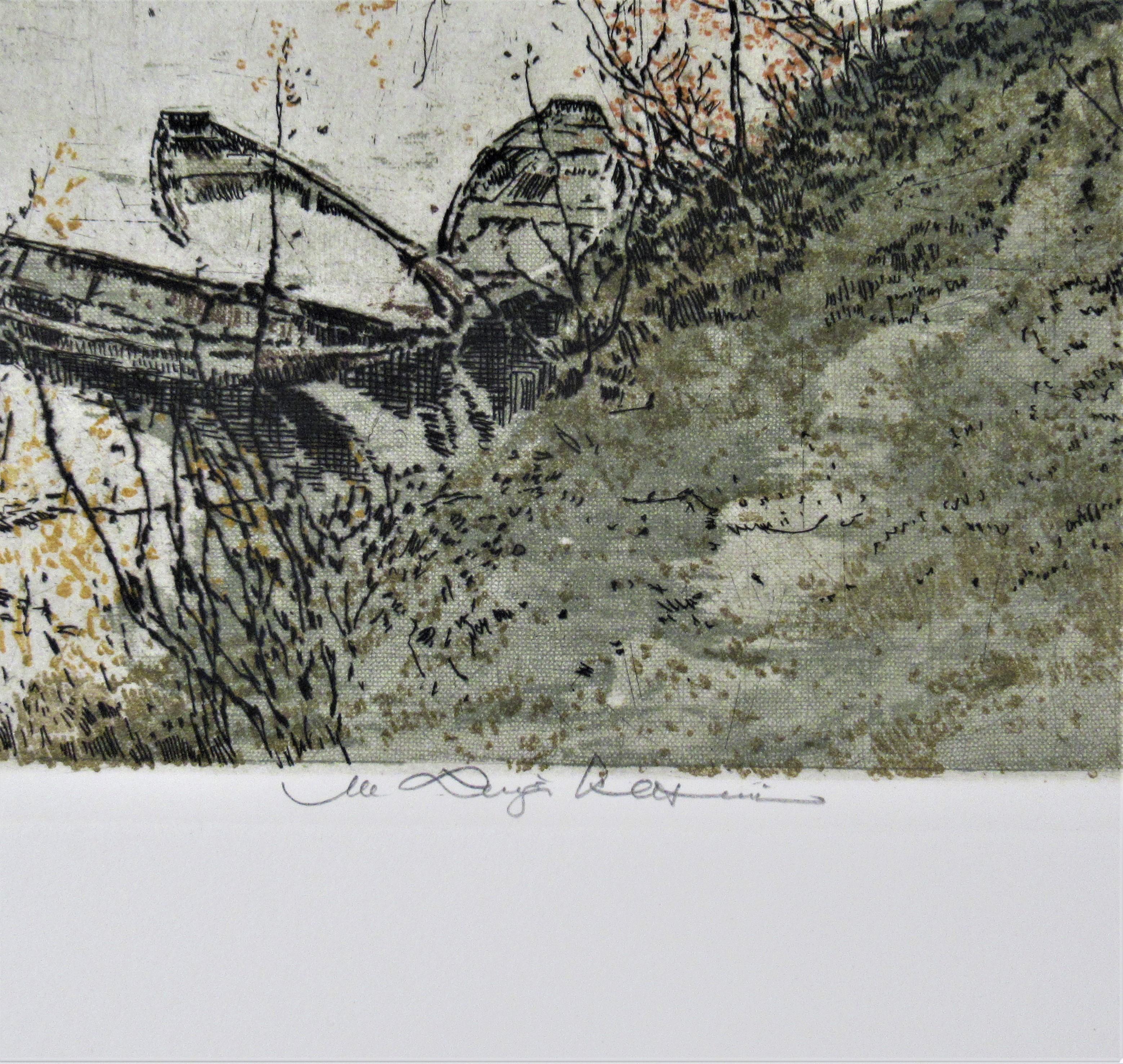 Danube - Gray Landscape Print by Luigi Kasimir