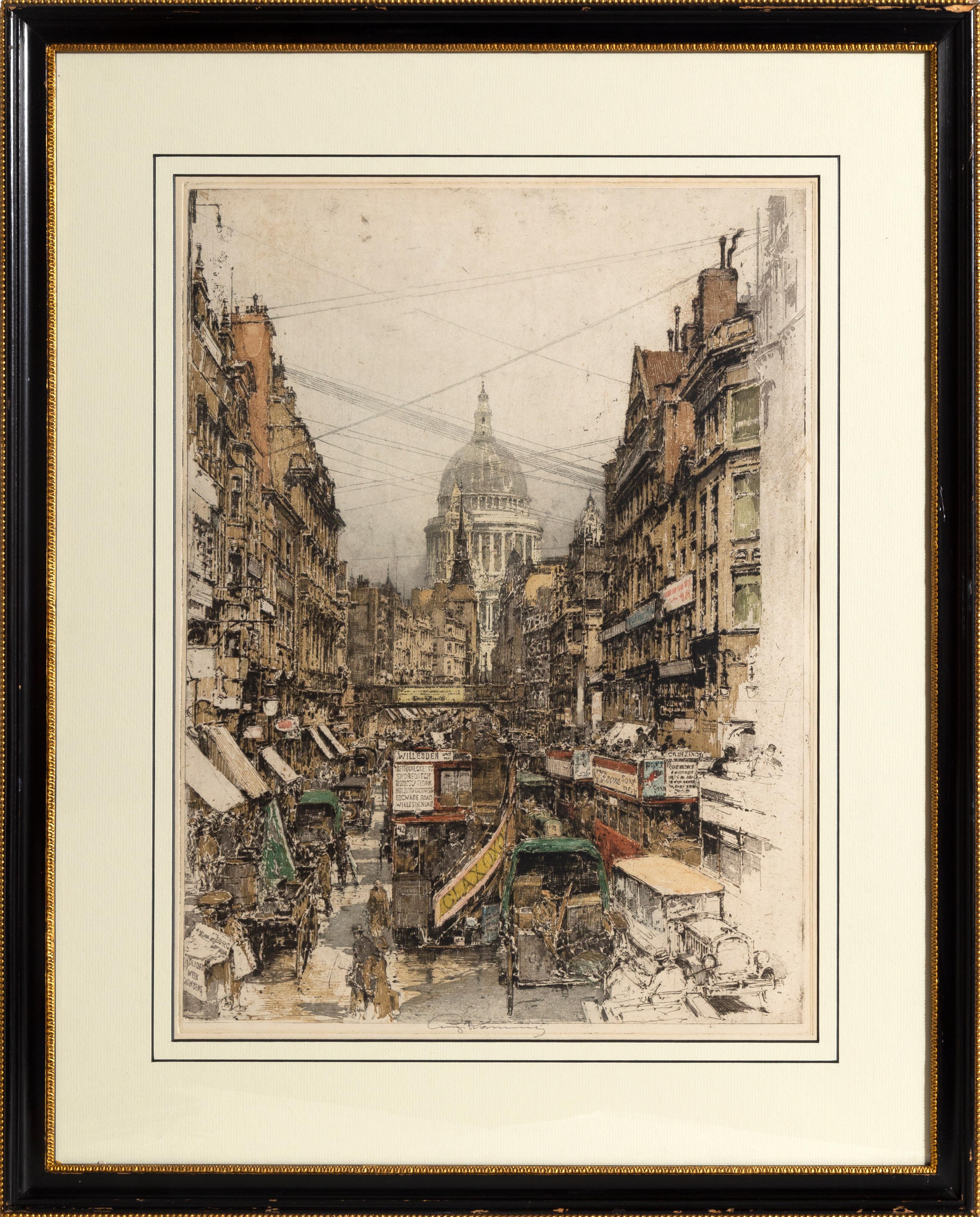 Luigi Kasimir Landscape Print - Fleet Street