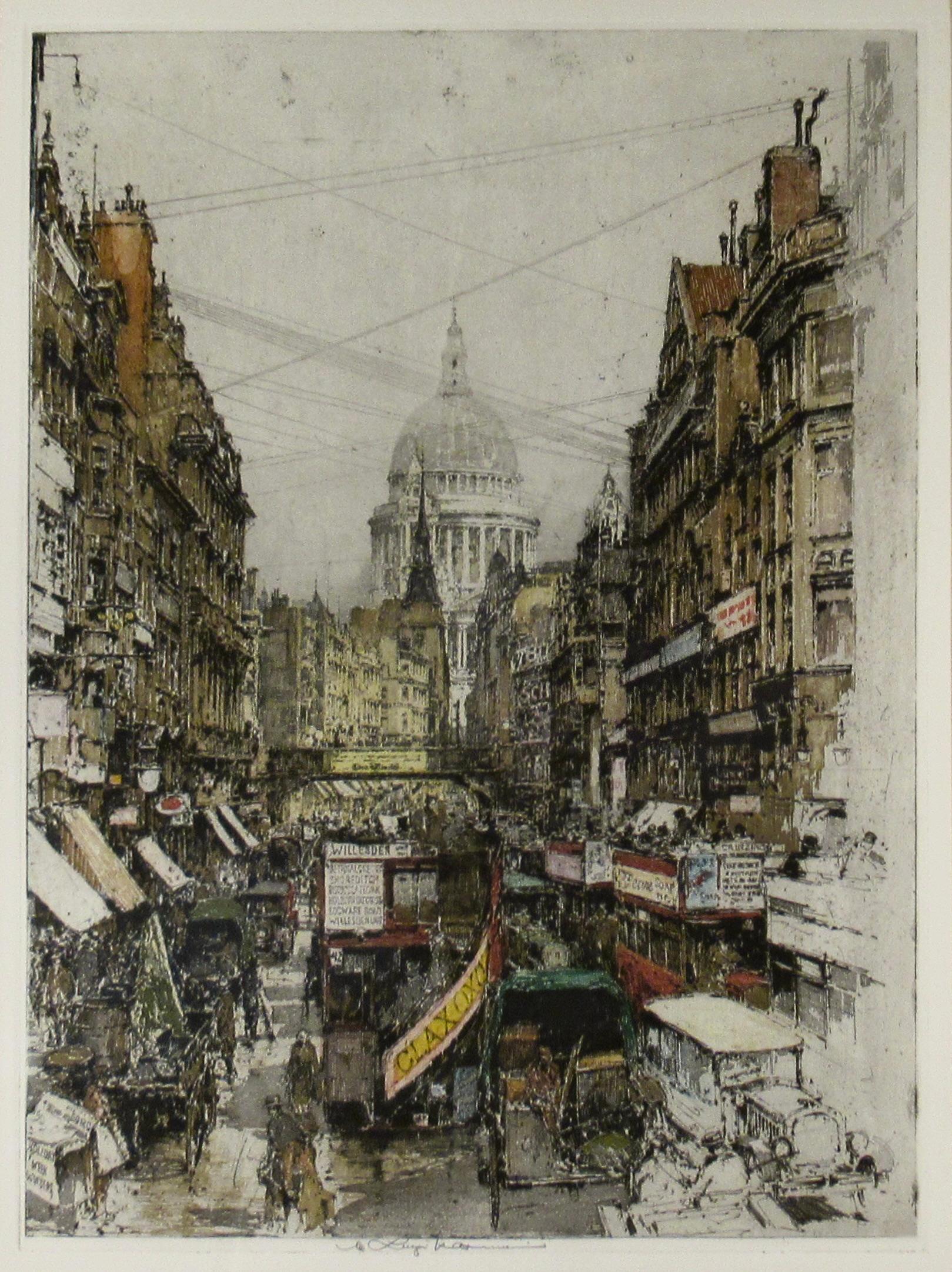 Fleet Street, London - Print by Luigi Kasimir