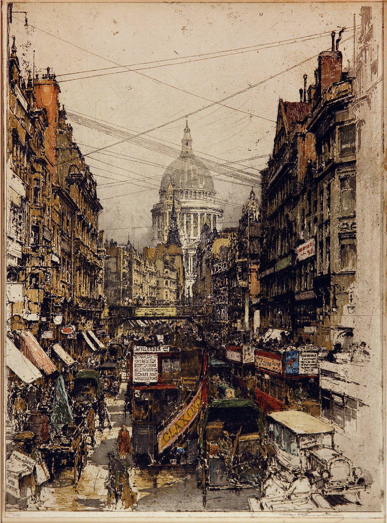 Luigi Kasimir Landscape Print - Fleet Street London