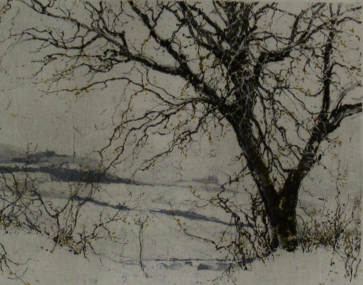 Himmelstrasse, Austria - Figurative Print Gris de Luigi Kasimir