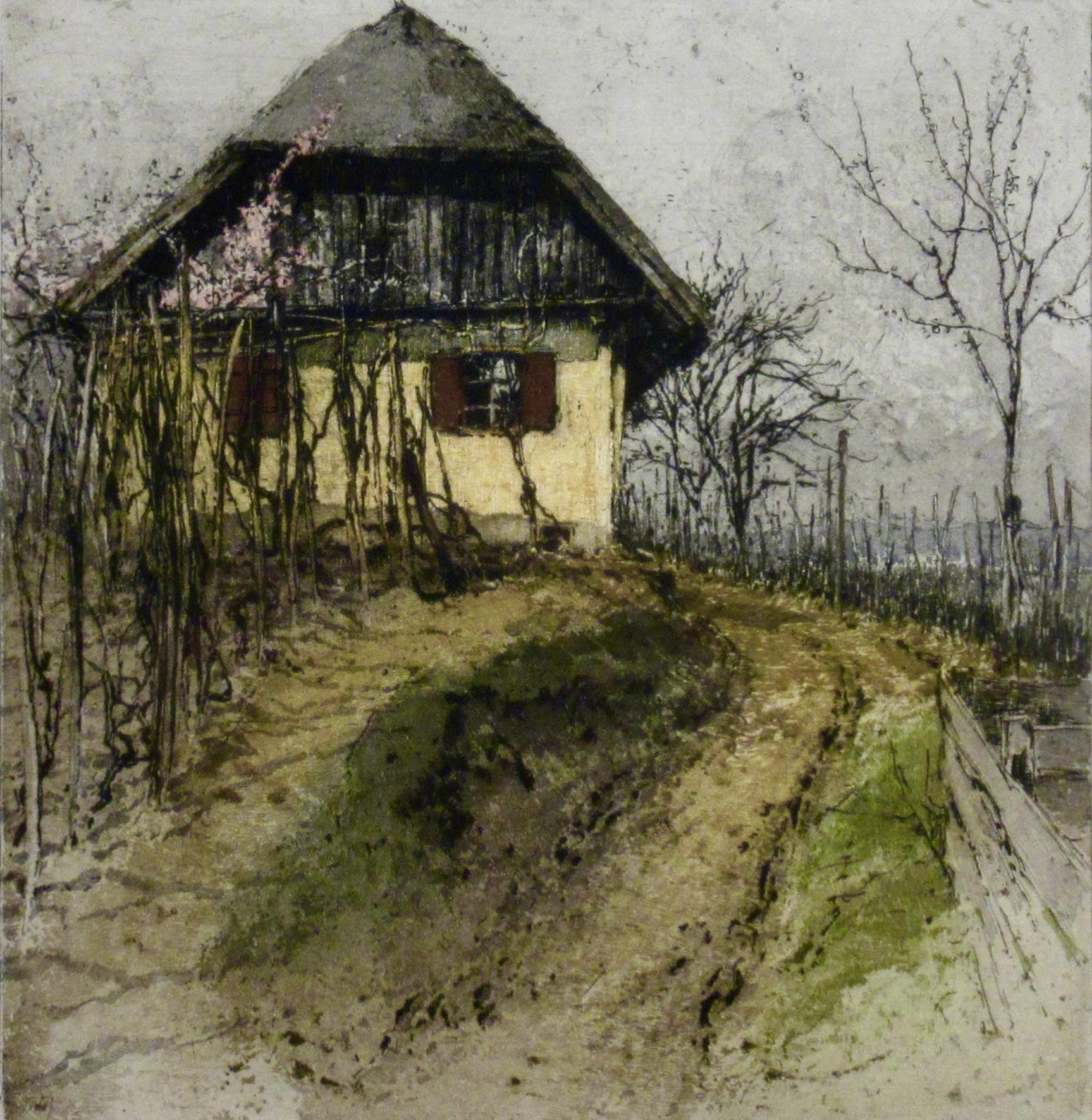 Landscape with House - Realist Print by Luigi Kasimir
