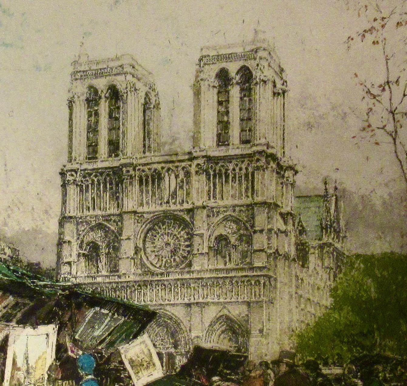 Les bouquinistes, with Notre Dame de Paris For Sale 1