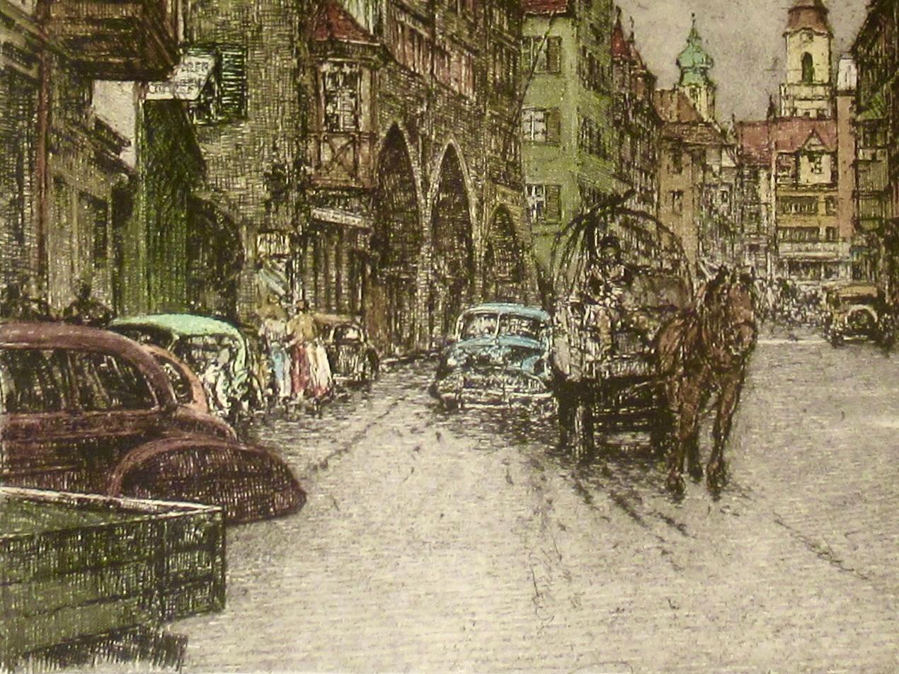 Lindau, Germany - Beige Figurative Print by Luigi Kasimir
