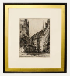 Luigi Kasimir (1881-1962) - Aguafuerte enmarcado de principios del siglo XX, Hecklehornflect