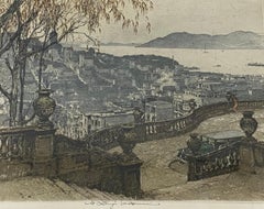 Luigi Kasimir Estate Signed "SF Bay From Coit Tower" Etching c.1930s/1960s